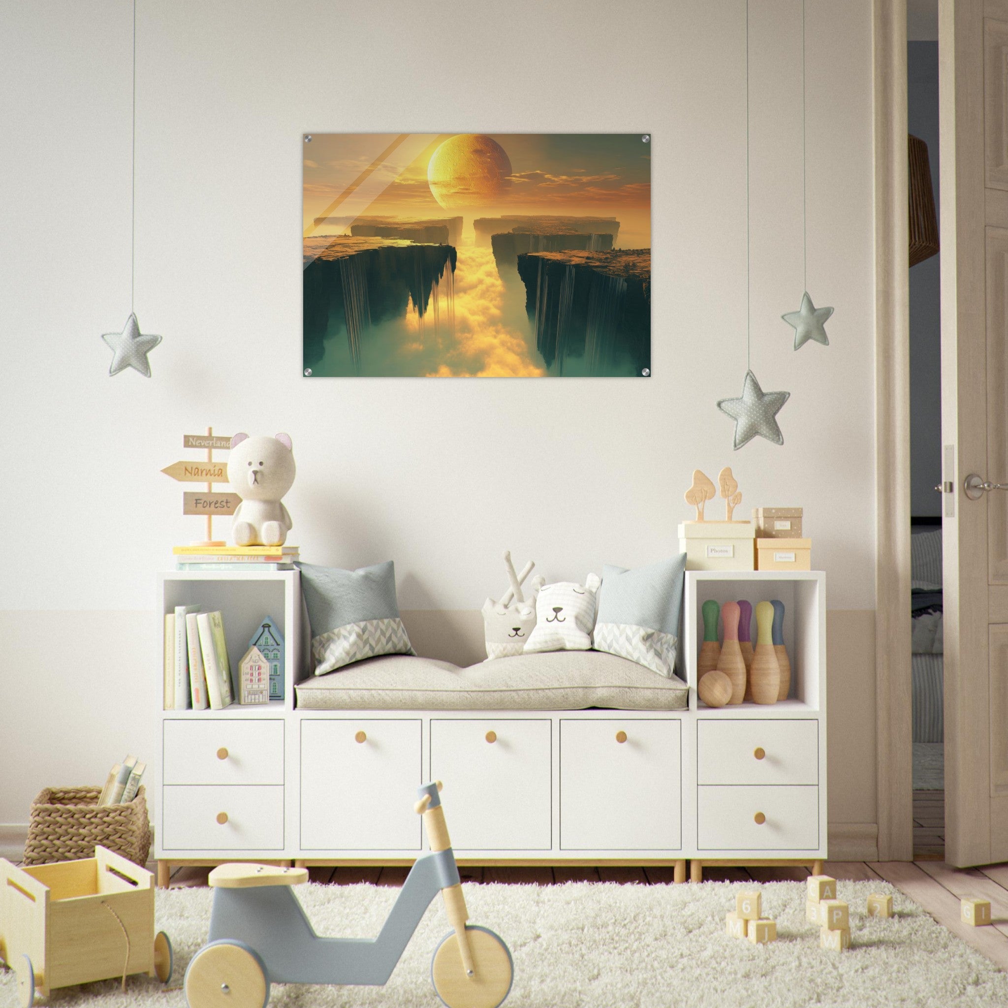 Acrylic Print Landscape - A vast dreamscape with levitating islands a mass 3 - Shop Ai Art WebShop - Digital Art online Store