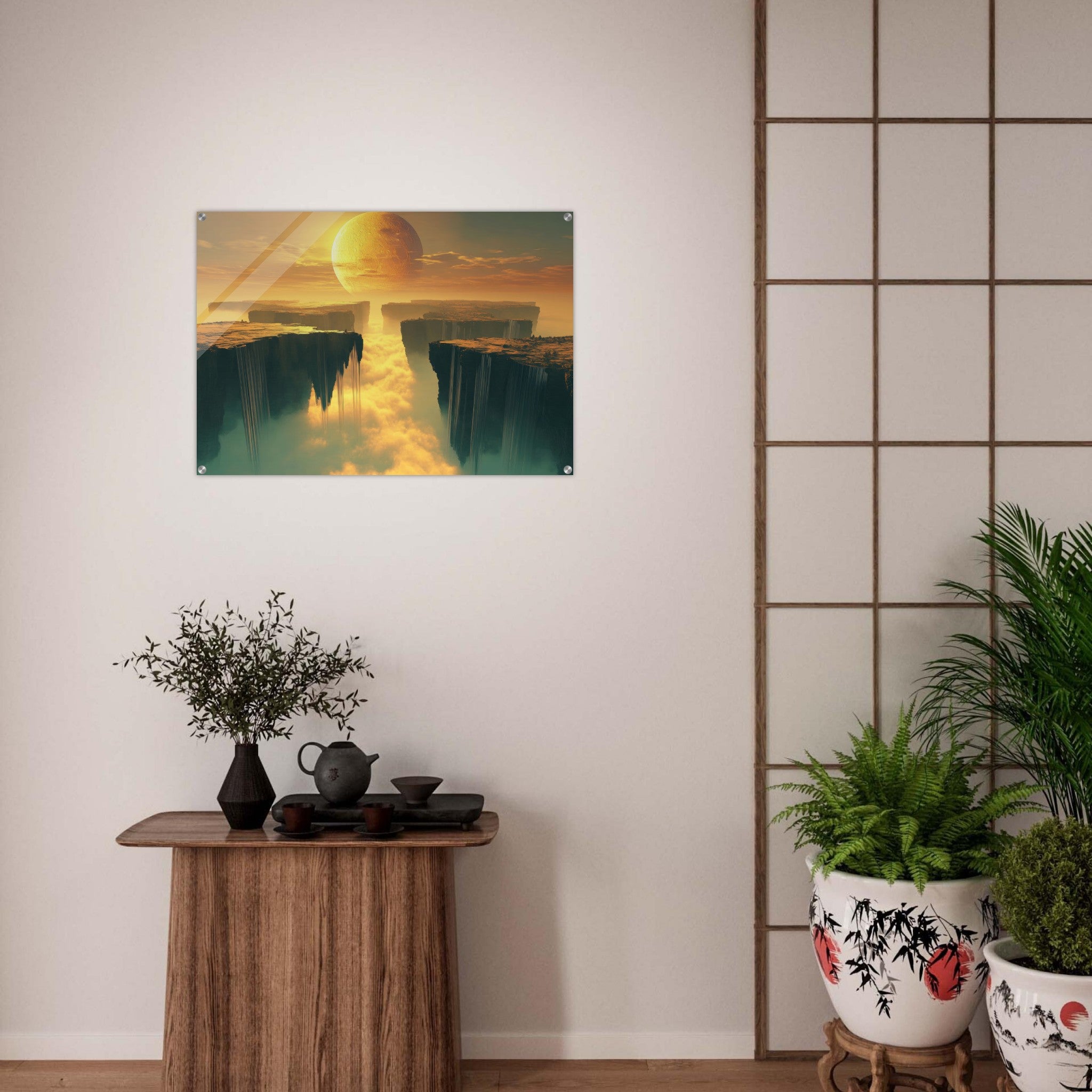 Acrylic Print Landscape - A vast dreamscape with levitating islands a mass 3 - Shop Ai Art WebShop - Digital Art online Store