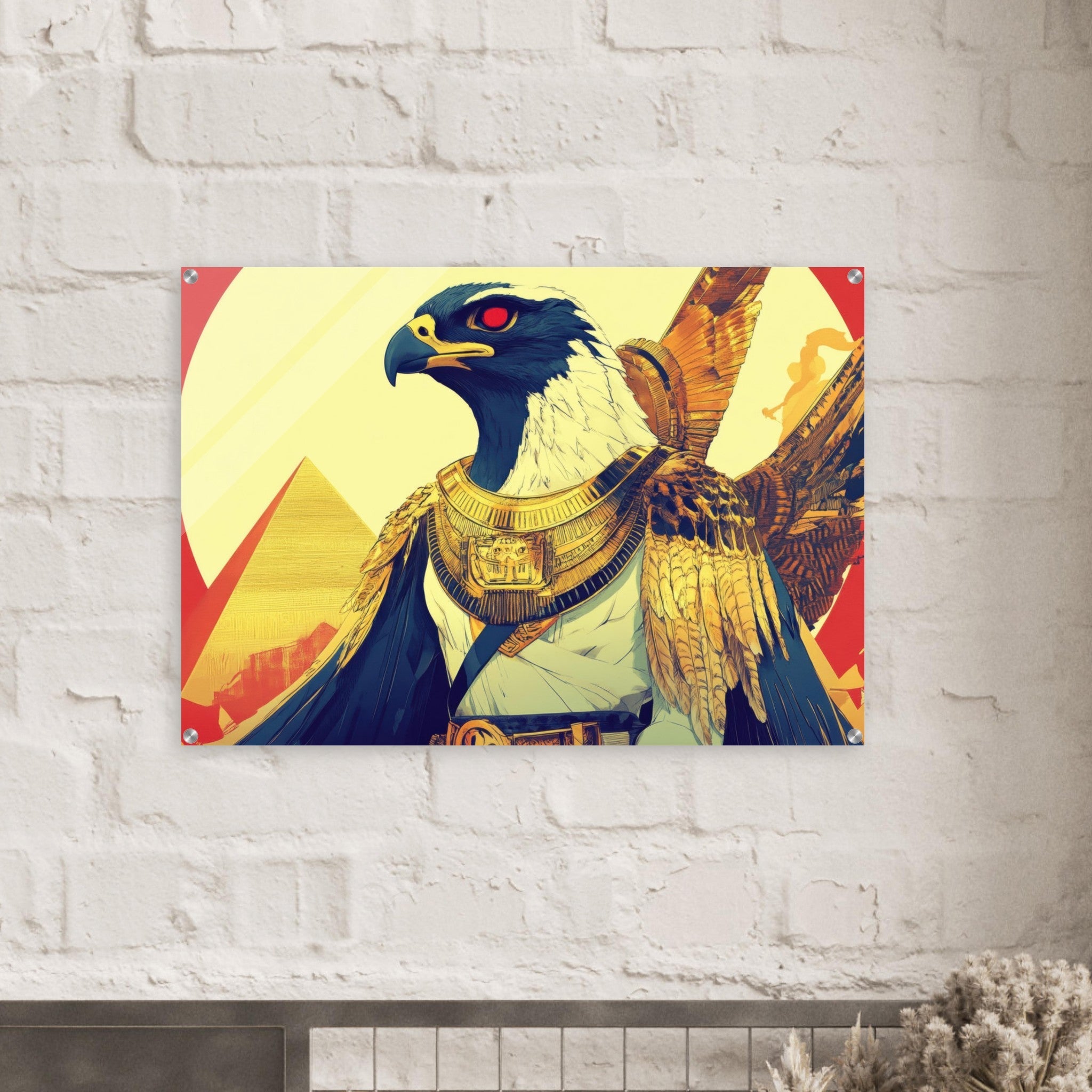 Acrylic Print Landscape - Ancient Egyptian Falcon God Horus A majestic far 3 - Shop Ai Art WebShop - Digital Art online Store