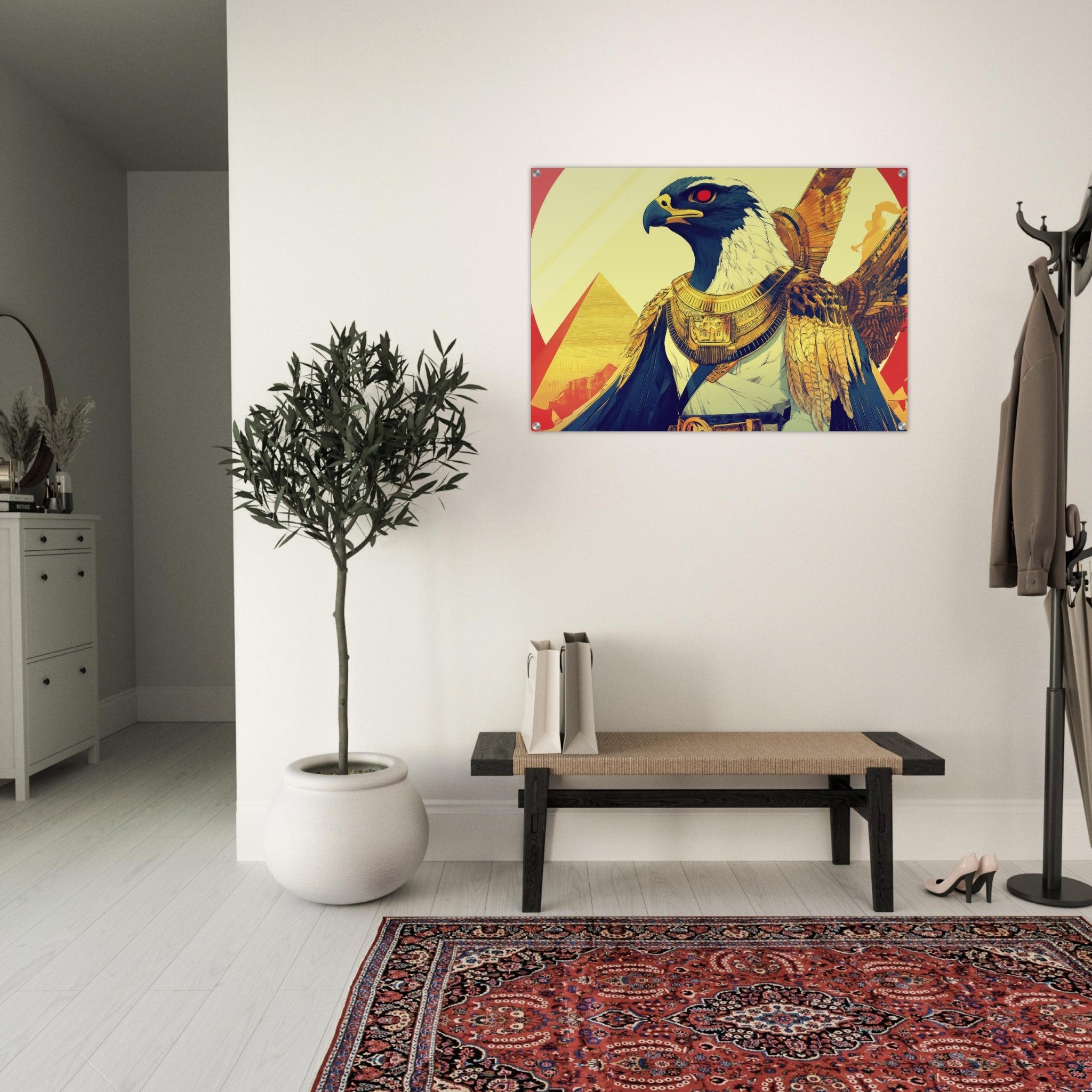 Acrylic Print Landscape - Ancient Egyptian Falcon God Horus A majestic far 3 - Shop Ai Art WebShop - Digital Art online Store