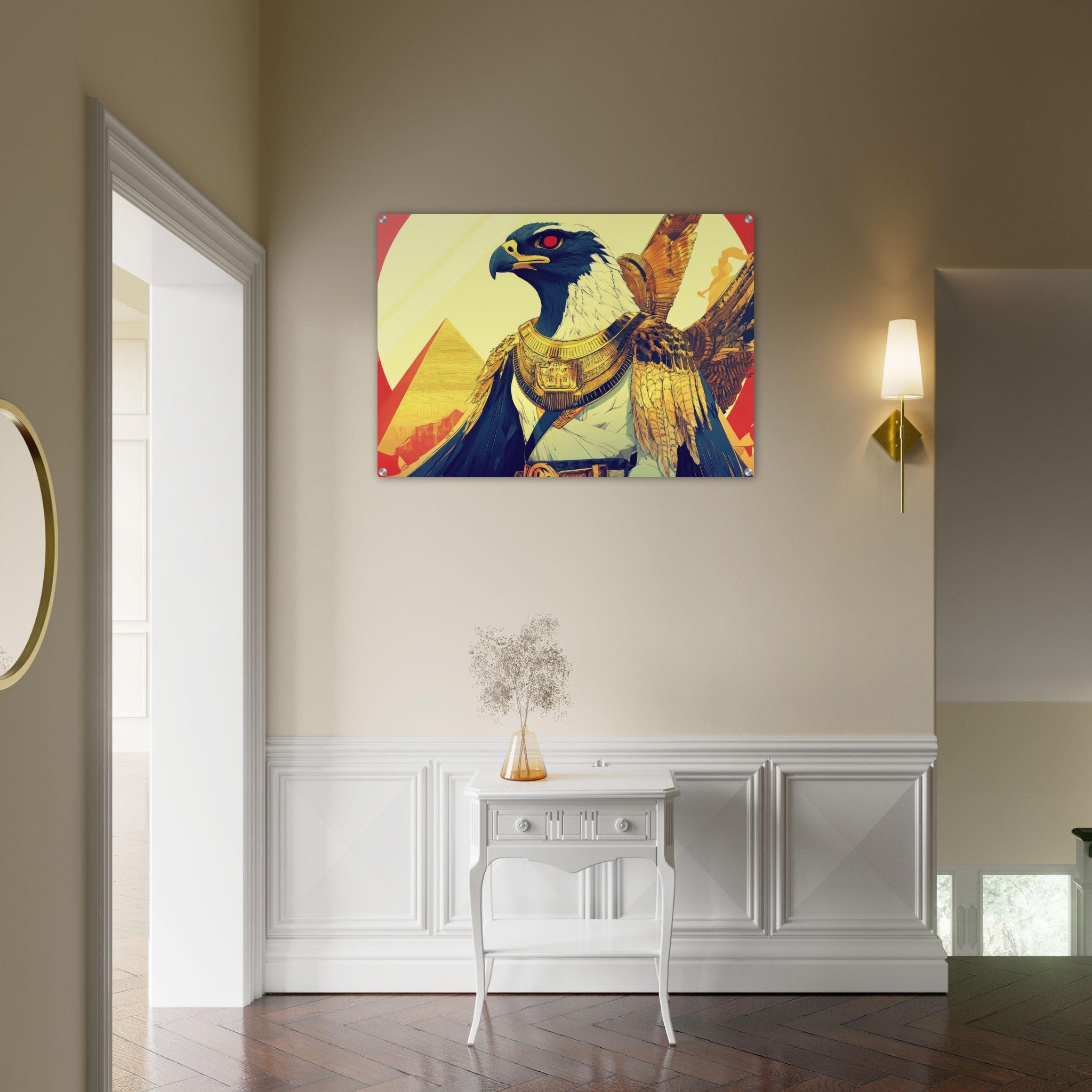 Acrylic Print Landscape - Ancient Egyptian Falcon God Horus A majestic far 3 - Shop Ai Art WebShop - Digital Art online Store