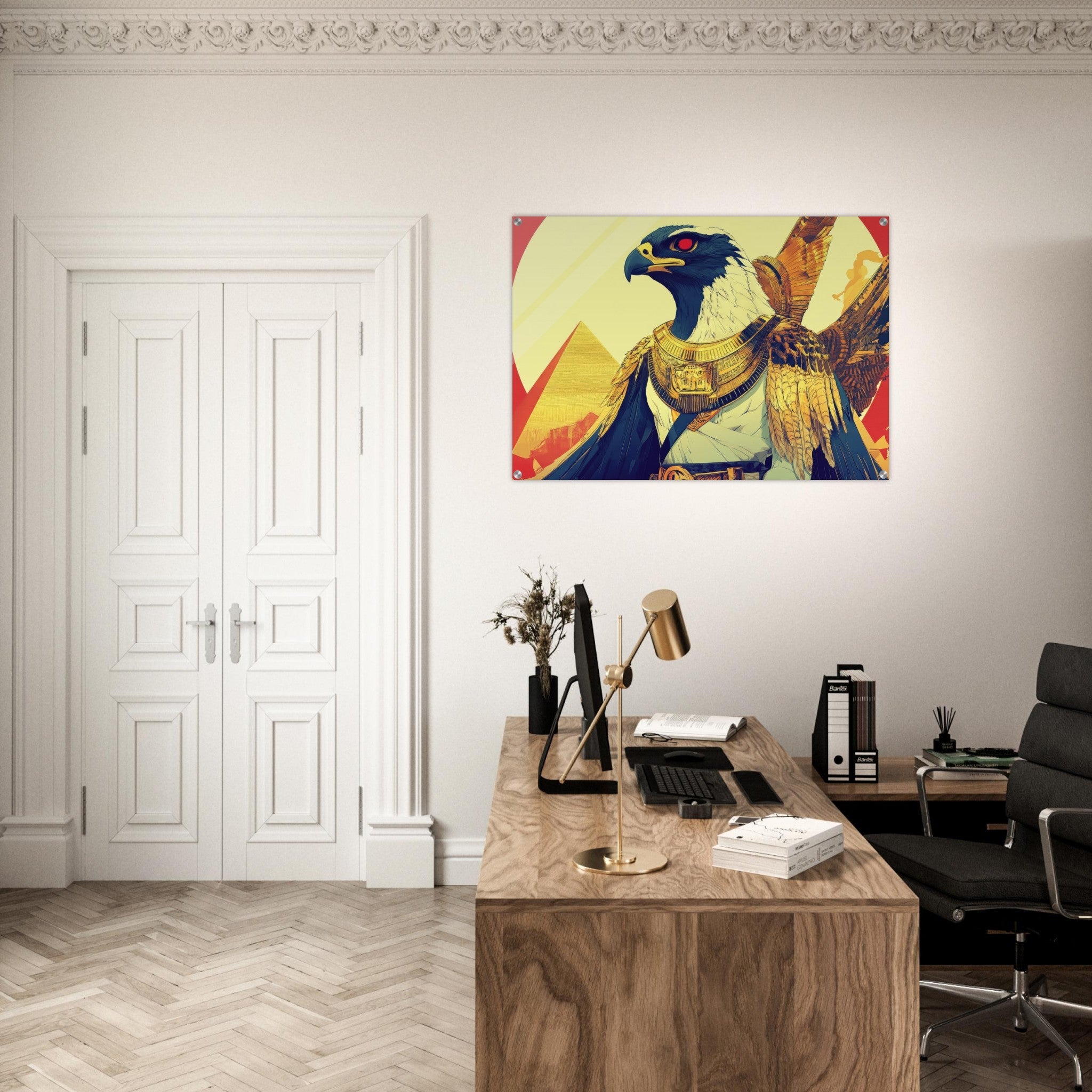 Acrylic Print Landscape - Ancient Egyptian Falcon God Horus A majestic far 3 - Shop Ai Art WebShop - Digital Art online Store