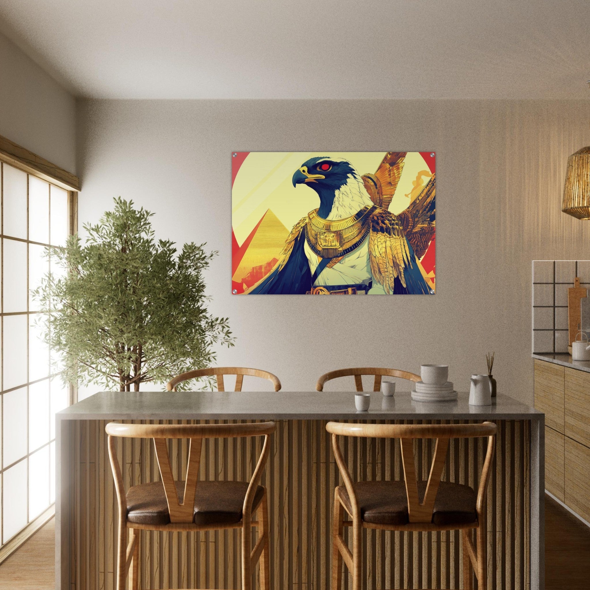 Acrylic Print Landscape - Ancient Egyptian Falcon God Horus A majestic far 3 - Shop Ai Art WebShop - Digital Art online Store