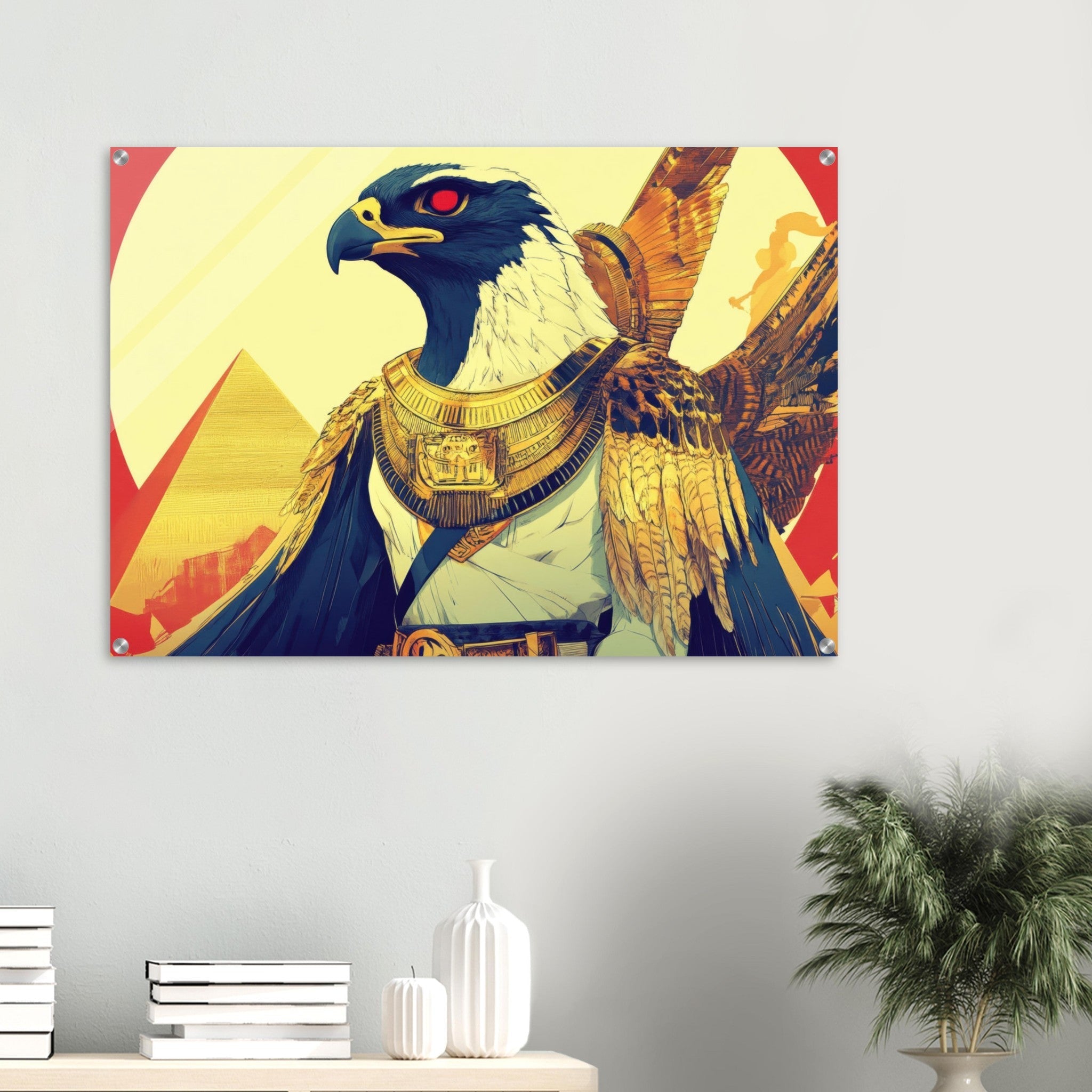 Acrylic Print Landscape - Ancient Egyptian Falcon God Horus A majestic far 3 - Shop Ai Art WebShop - Digital Art online Store