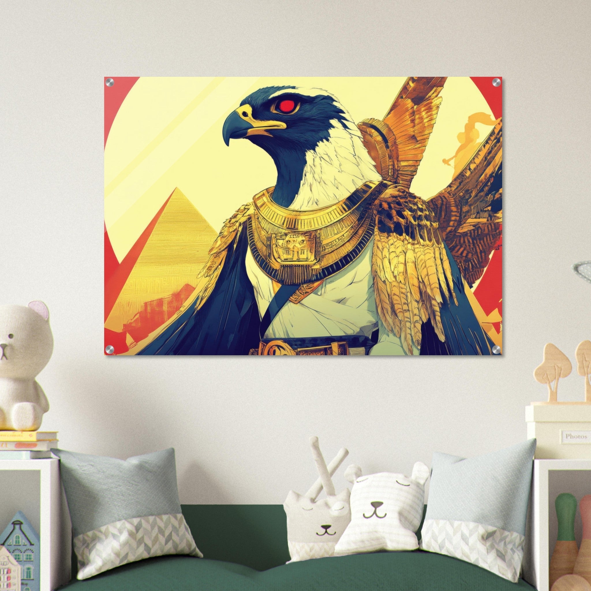 Acrylic Print Landscape - Ancient Egyptian Falcon God Horus A majestic far 3 - Shop Ai Art WebShop - Digital Art online Store