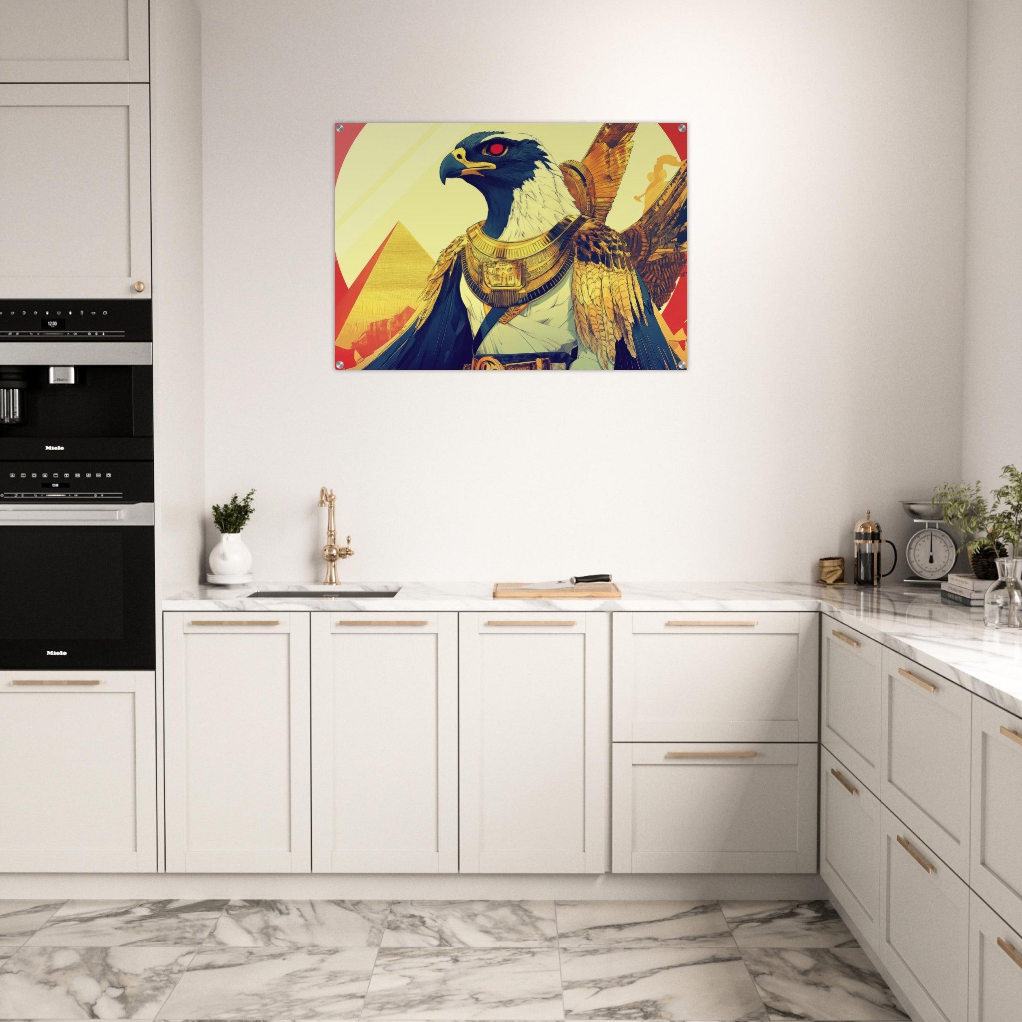 Acrylic Print Landscape - Ancient Egyptian Falcon God Horus A majestic far 3 - Shop Ai Art WebShop - Digital Art online Store