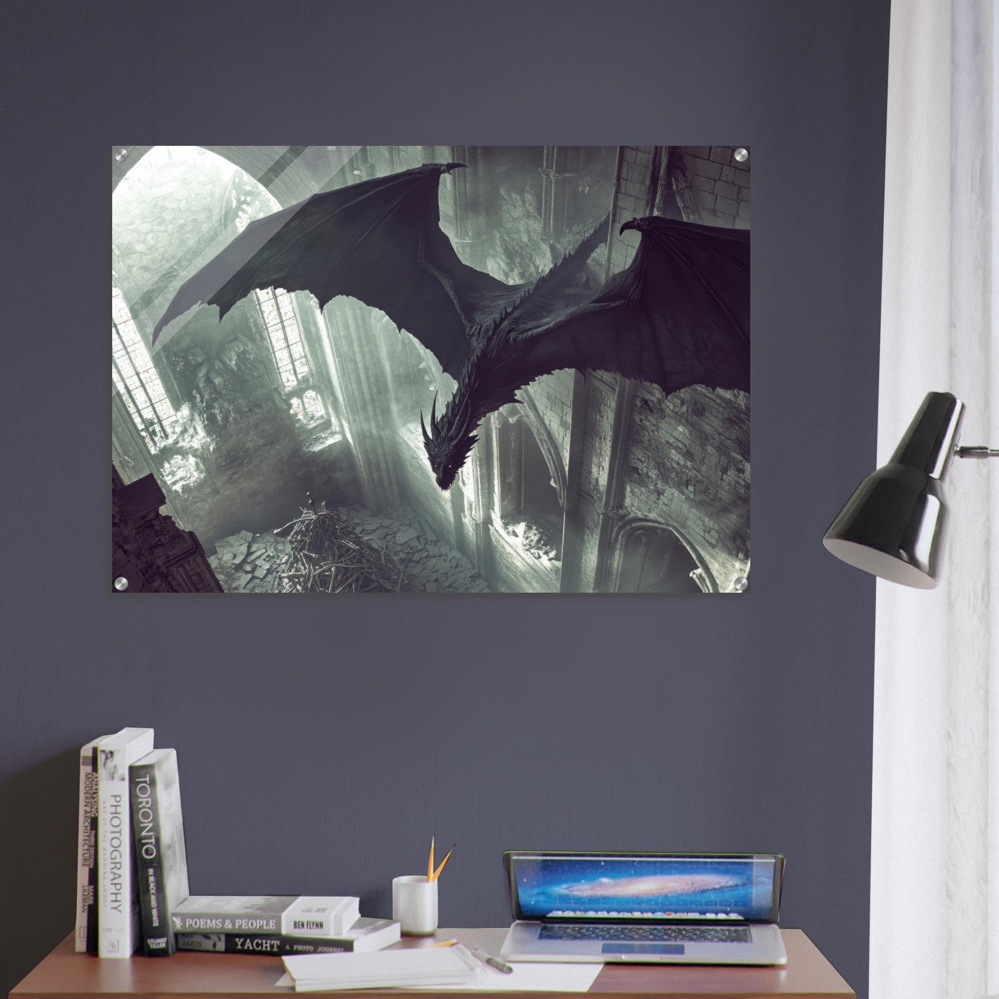 Acrylic Print Landscape - Gothic Shadow Dragons Lair Gothic Dramatic High 2 - Shop Ai Art WebShop - Digital Art online Store