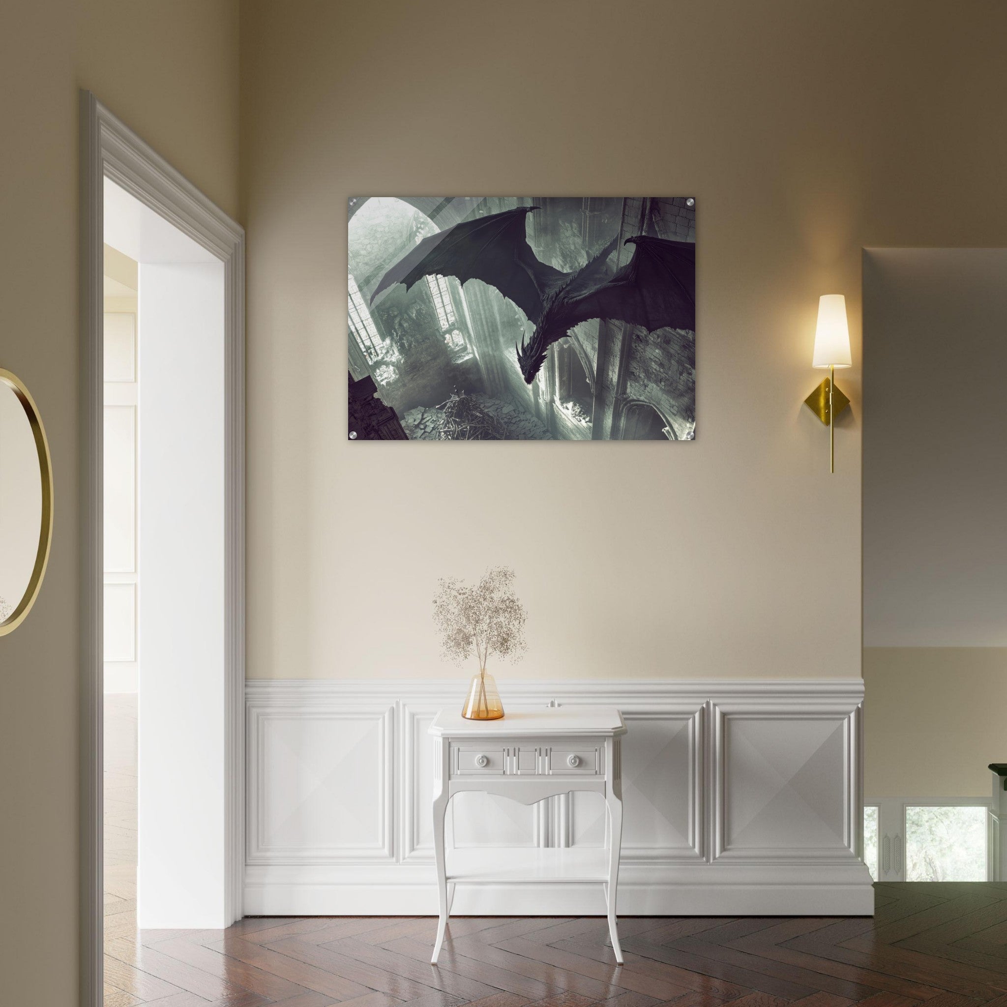 Acrylic Print Landscape - Gothic Shadow Dragons Lair Gothic Dramatic High 2 - Shop Ai Art WebShop - Digital Art online Store