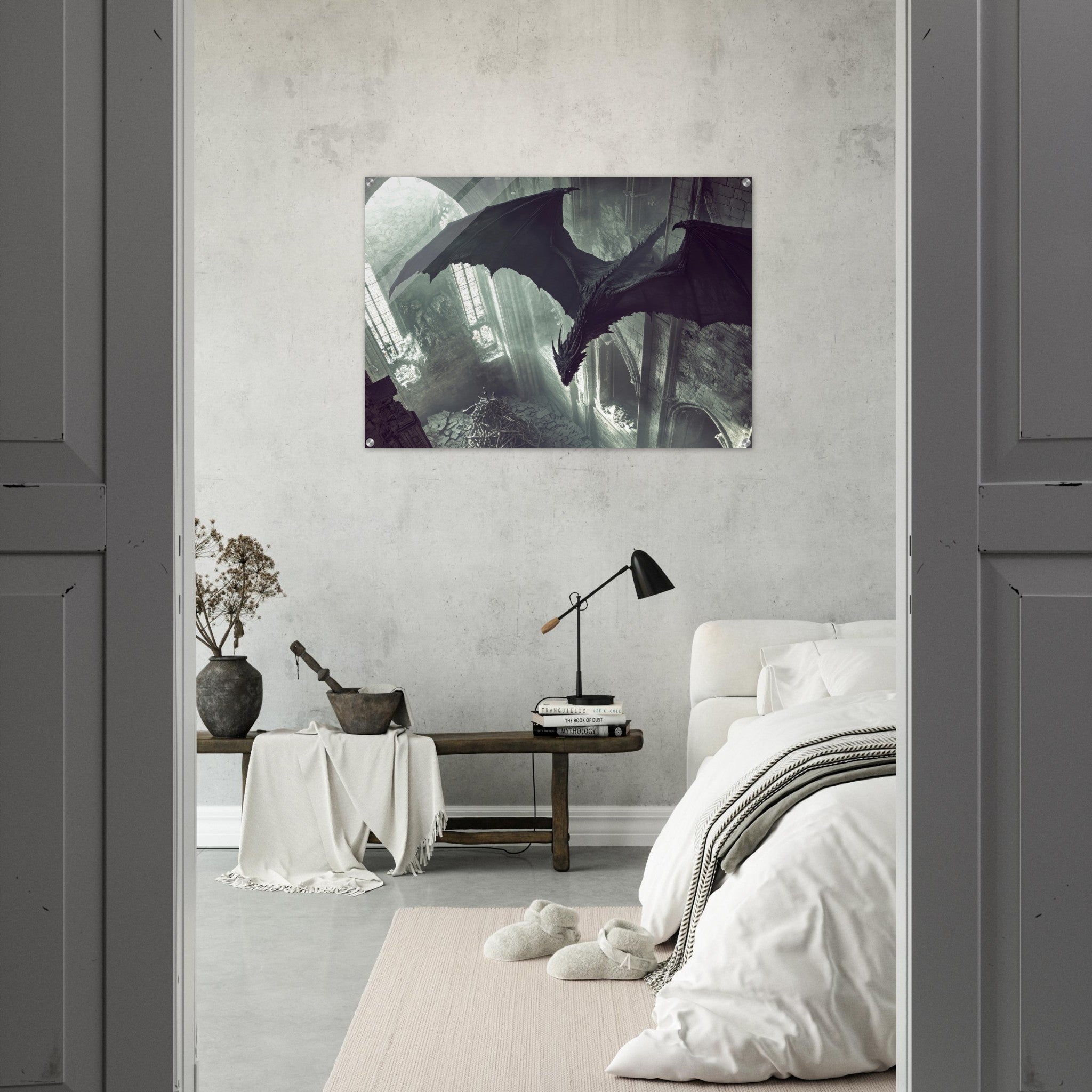 Acrylic Print Landscape - Gothic Shadow Dragons Lair Gothic Dramatic High 2 - Shop Ai Art WebShop - Digital Art online Store