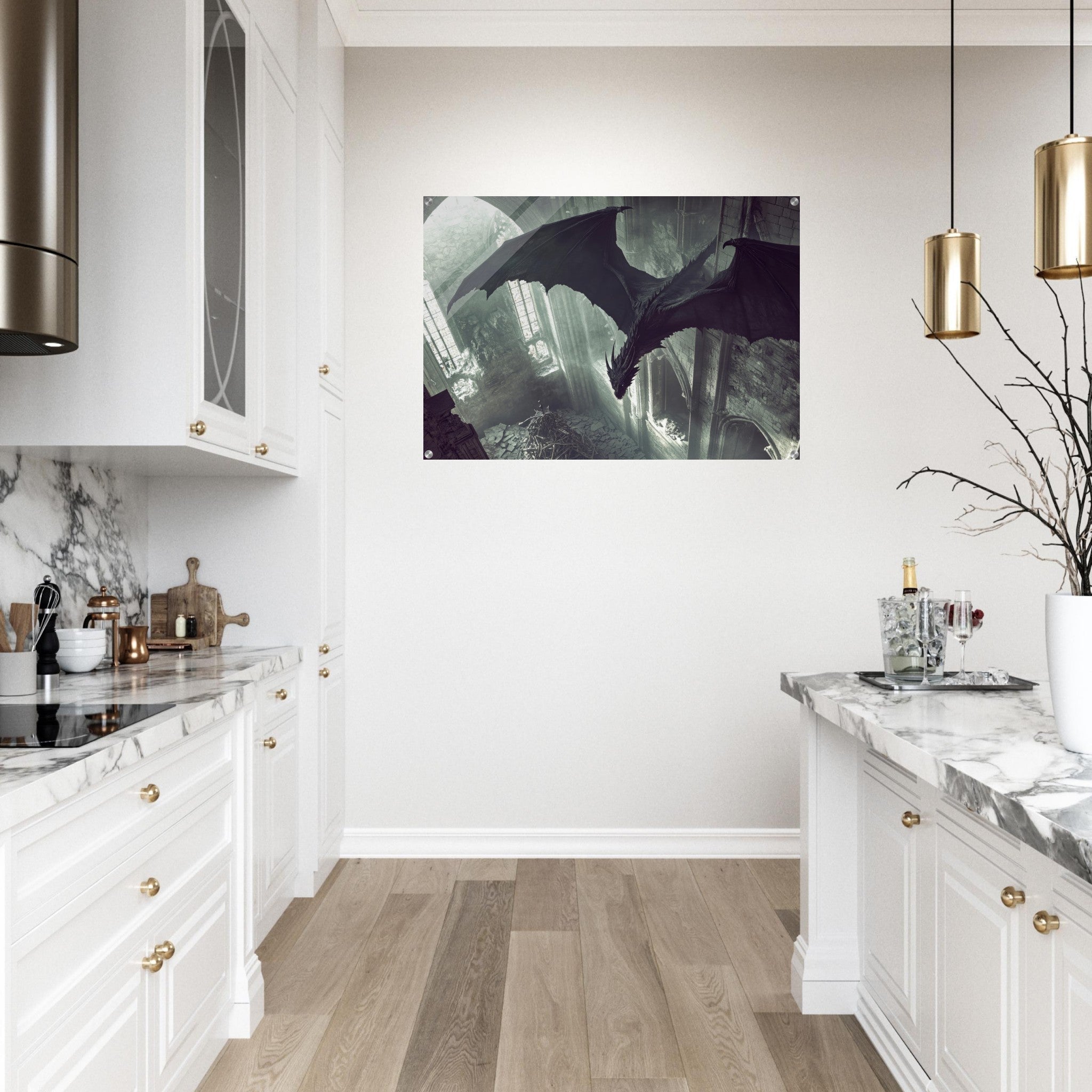 Acrylic Print Landscape - Gothic Shadow Dragons Lair Gothic Dramatic High 2 - Shop Ai Art WebShop - Digital Art online Store