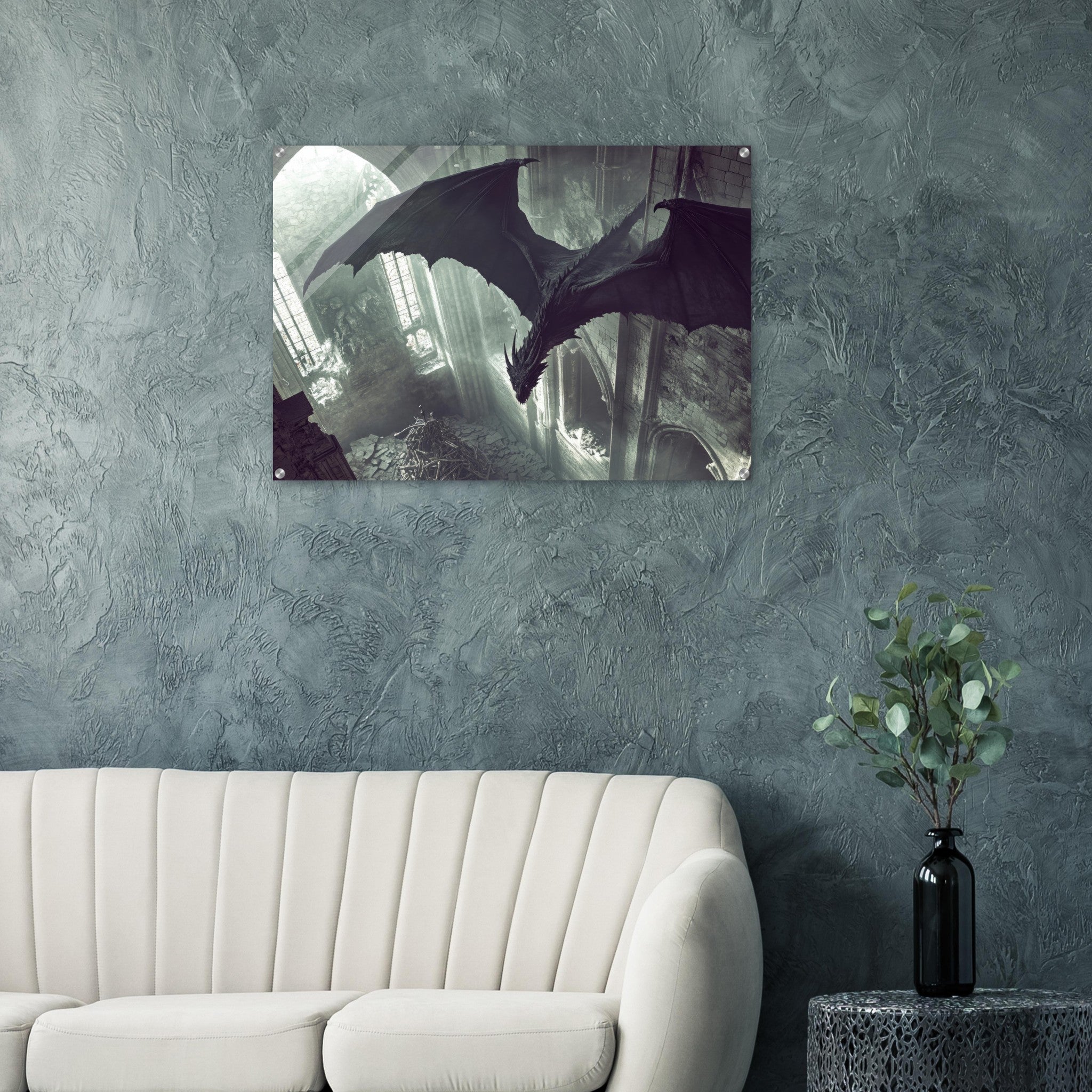 Acrylic Print Landscape - Gothic Shadow Dragons Lair Gothic Dramatic High 2 - Shop Ai Art WebShop - Digital Art online Store