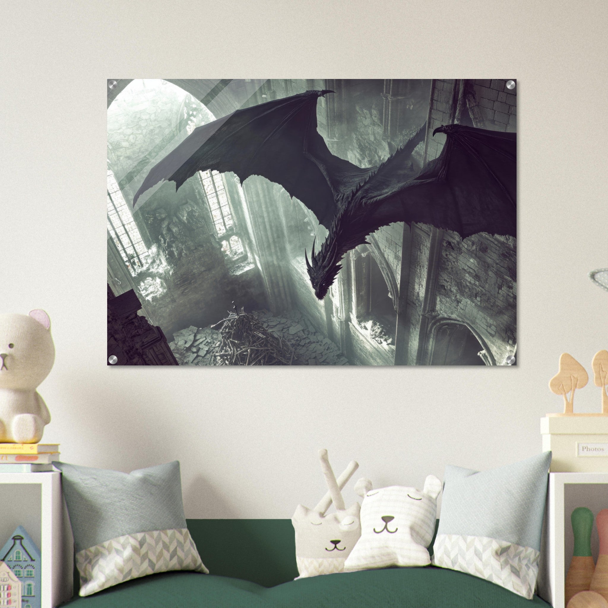 Acrylic Print Landscape - Gothic Shadow Dragons Lair Gothic Dramatic High 2 - Shop Ai Art WebShop - Digital Art online Store