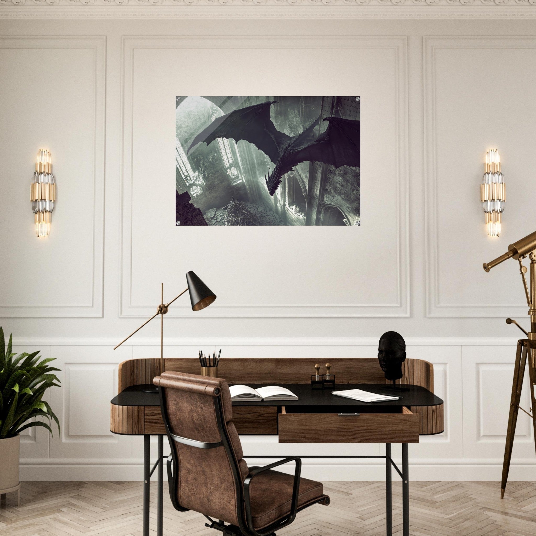 Acrylic Print Landscape - Gothic Shadow Dragons Lair Gothic Dramatic High 2 - Shop Ai Art WebShop - Digital Art online Store