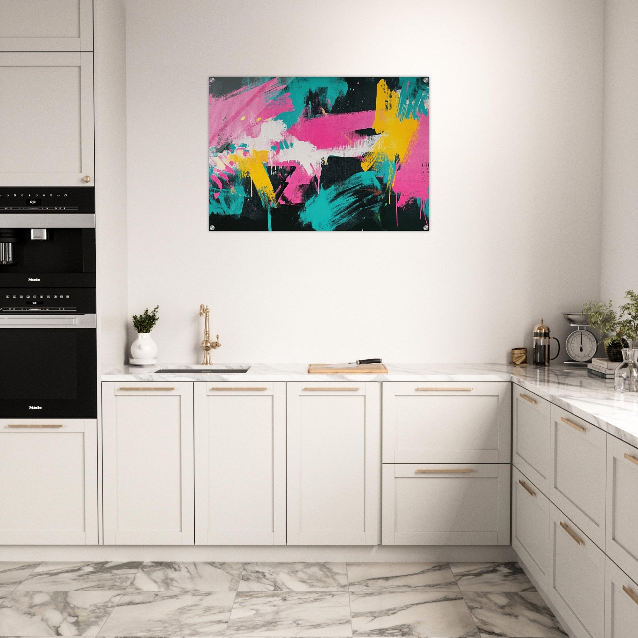 Acrylic Print Landscape - Neon Reverie An explosion of neon lights in pink - Shop Ai Art WebShop - Digital Art online Store