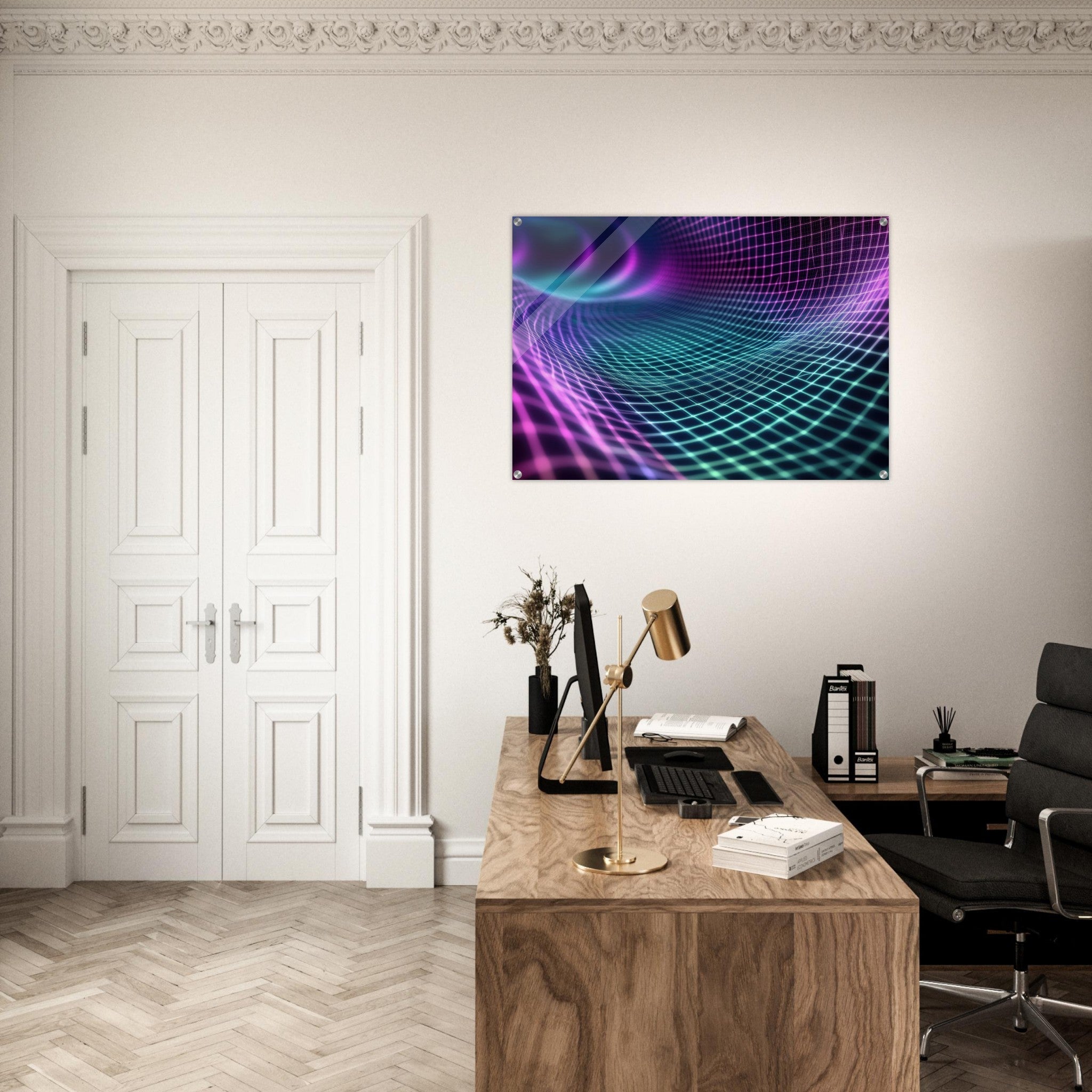 Acrylic Print Landscape - Quantum Reverberation Cascading waves of transit 2 - Shop Ai Art WebShop - Digital Art online Store