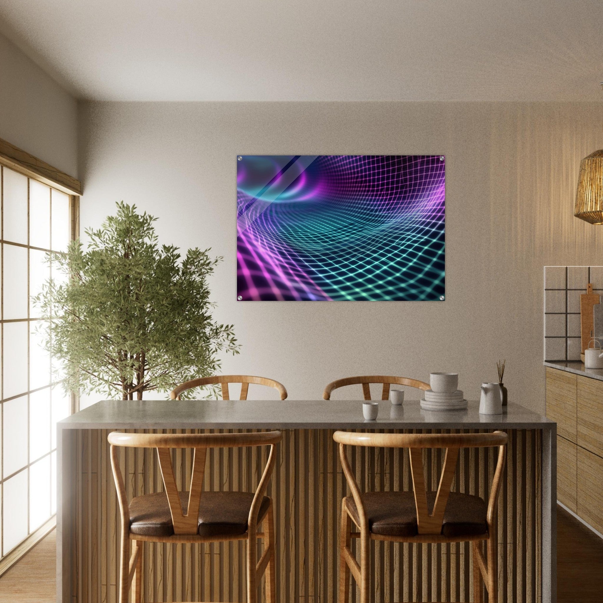 Acrylic Print Landscape - Quantum Reverberation Cascading waves of transit 2 - Shop Ai Art WebShop - Digital Art online Store