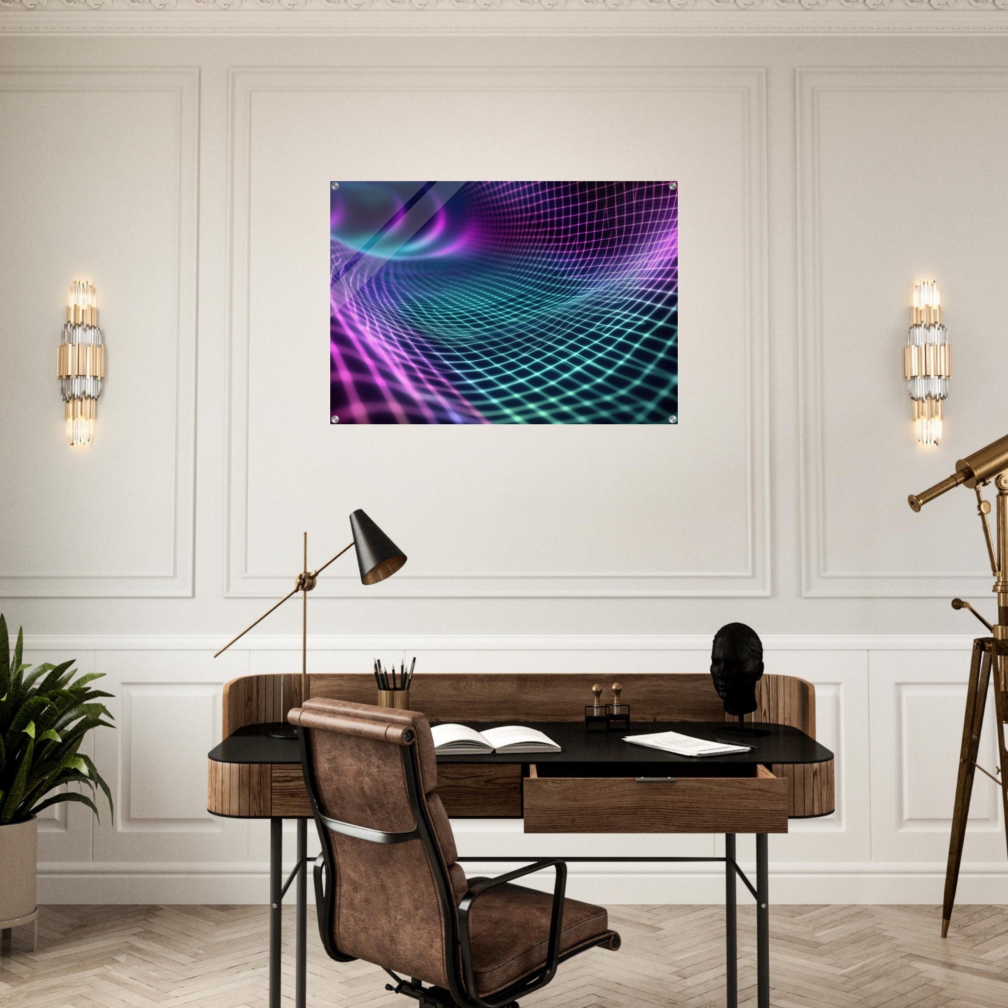 Acrylic Print Landscape - Quantum Reverberation Cascading waves of transit 2 - Shop Ai Art WebShop - Digital Art online Store