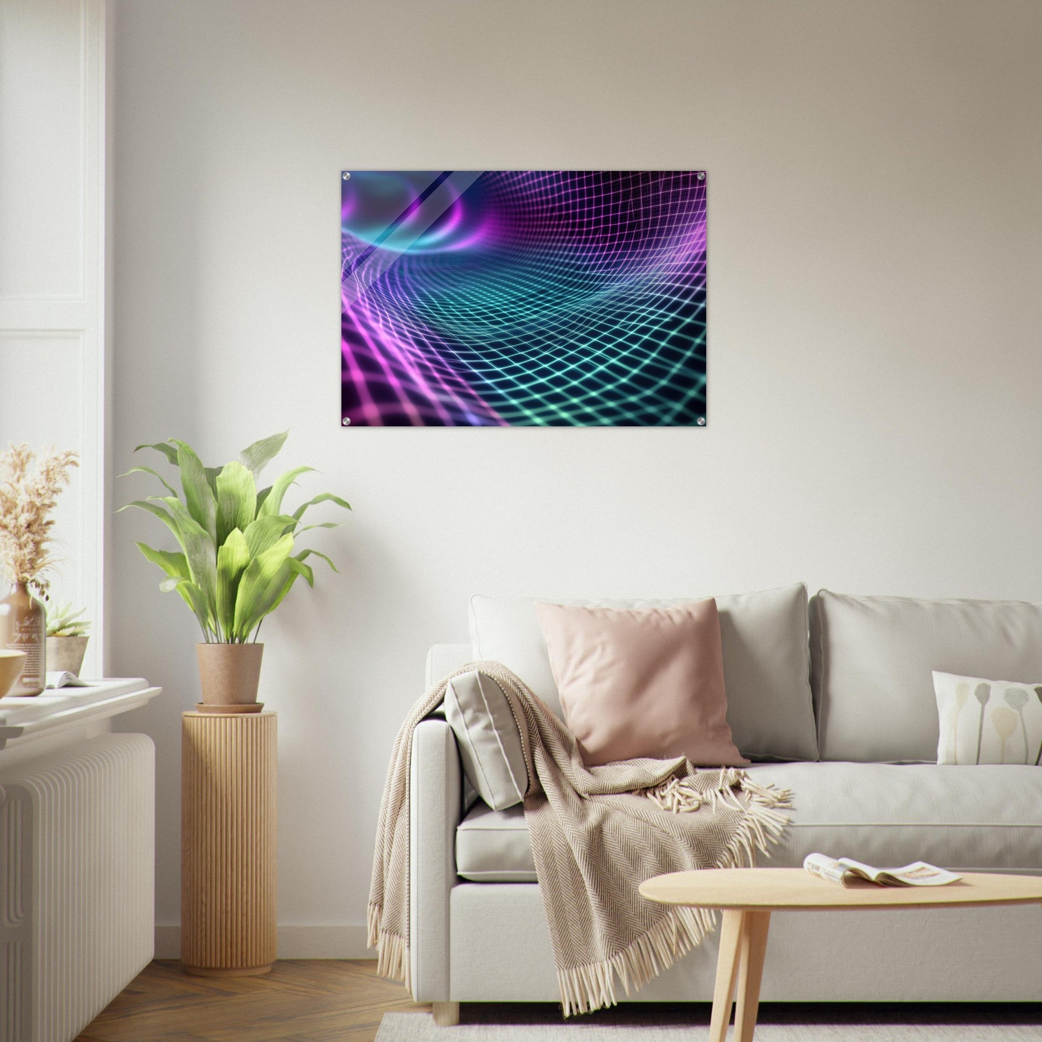 Acrylic Print Landscape - Quantum Reverberation Cascading waves of transit 2 - Shop Ai Art WebShop - Digital Art online Store