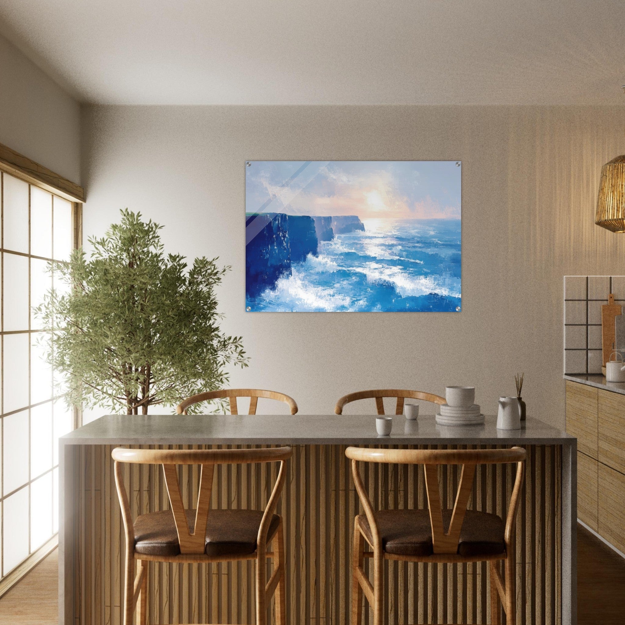 Acrylic Print Landscape - Seaside Cliff at Sunrise A breathtaking Empress 2 - Shop Ai Art WebShop - Digital Art online Store