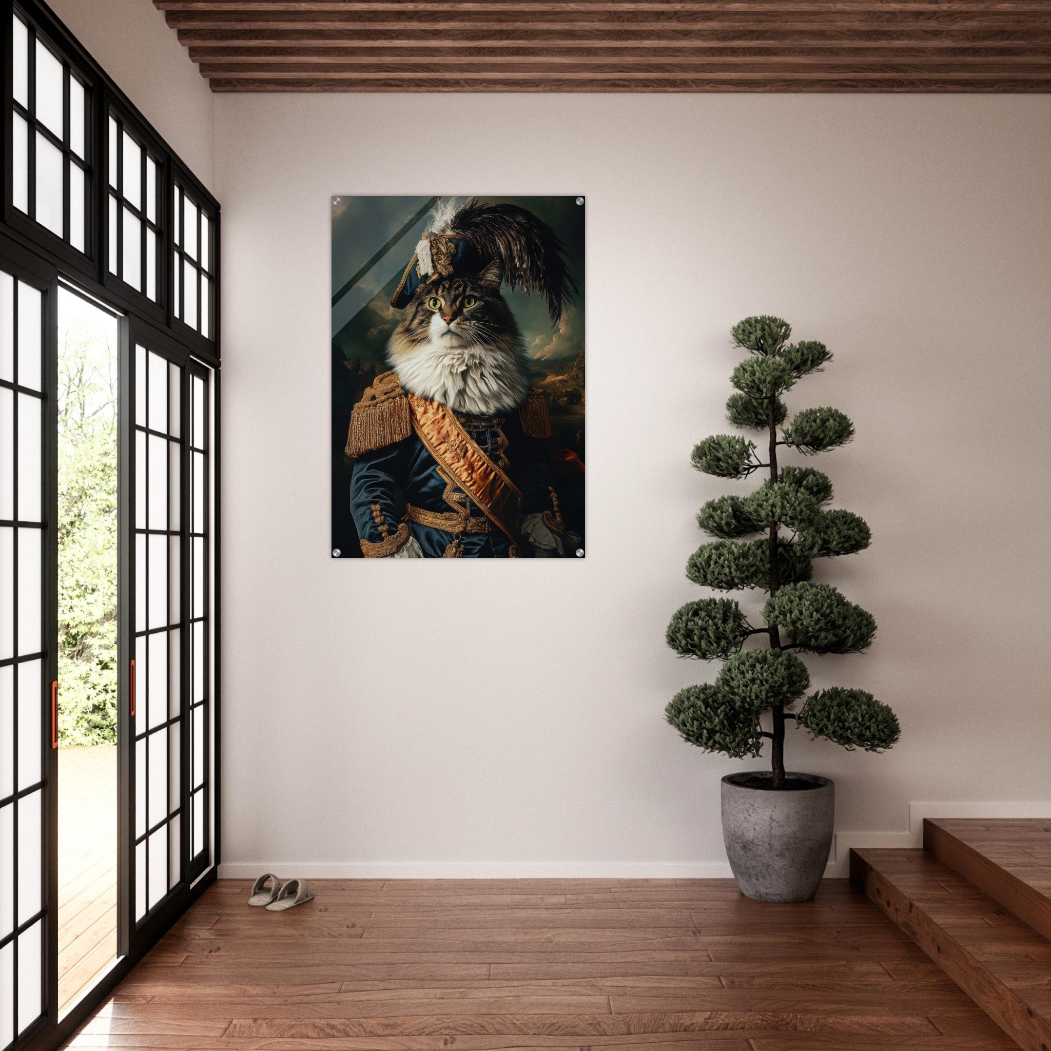 Acrylic Print Portrait - Baroque Military Commander Cat A fierce - looking 4 - Shop Ai Art WebShop - Digital Art online Store