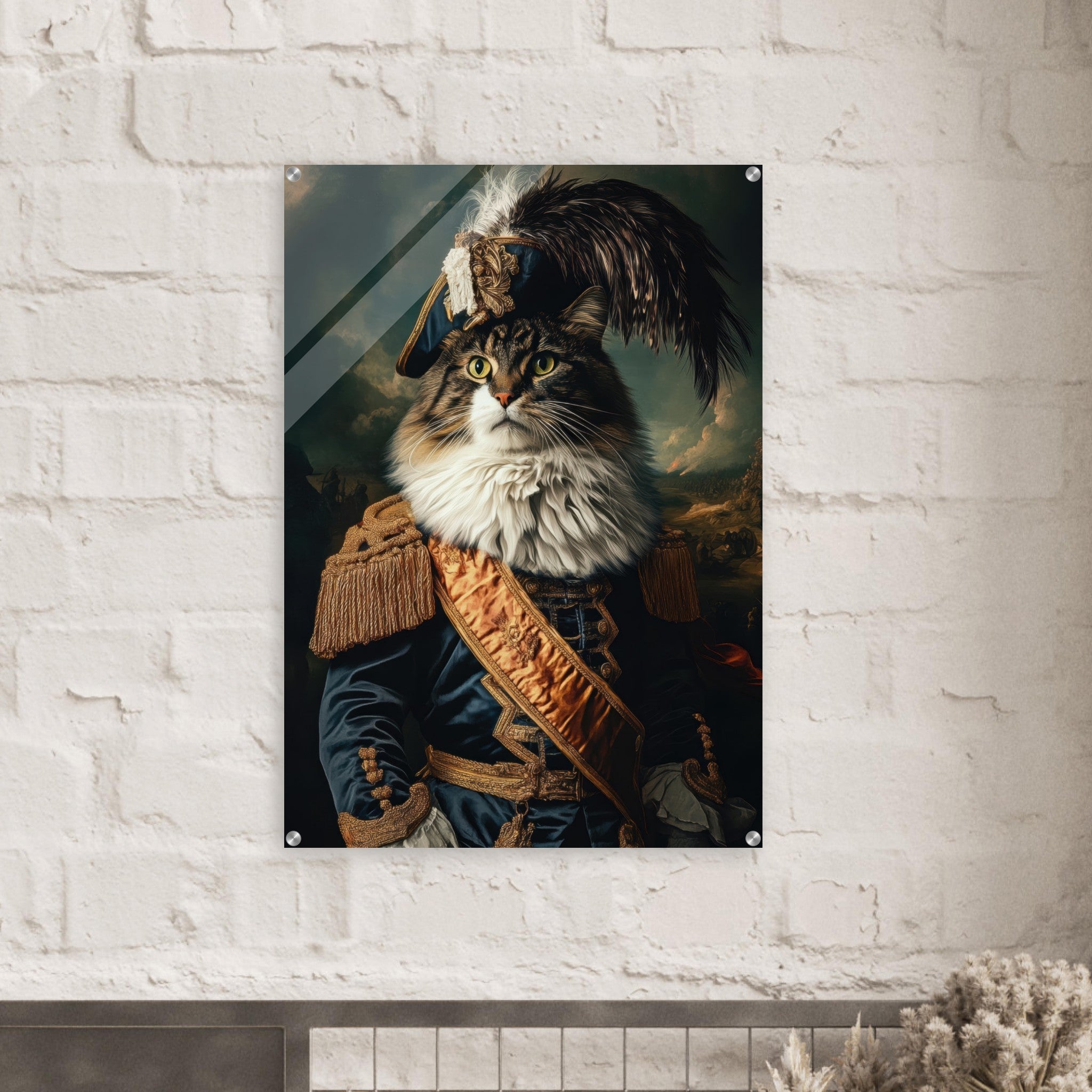 Acrylic Print Portrait - Baroque Military Commander Cat A fierce - looking 4 - Shop Ai Art WebShop - Digital Art online Store