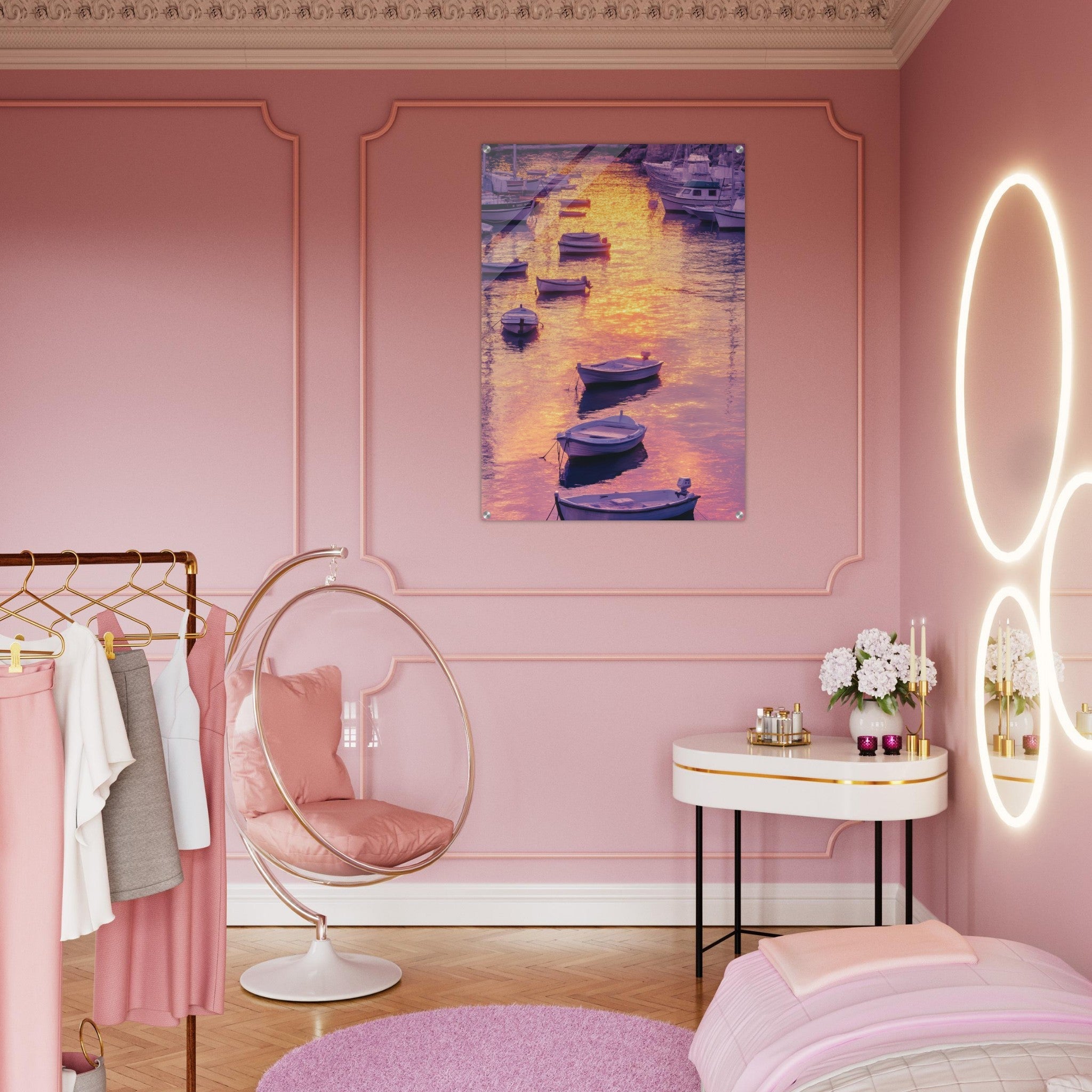 Acrylic Print Portrait - Boats at Dusk A harbor filled with gently rocky 4 - Shop Ai Art WebShop - Digital Art online Store