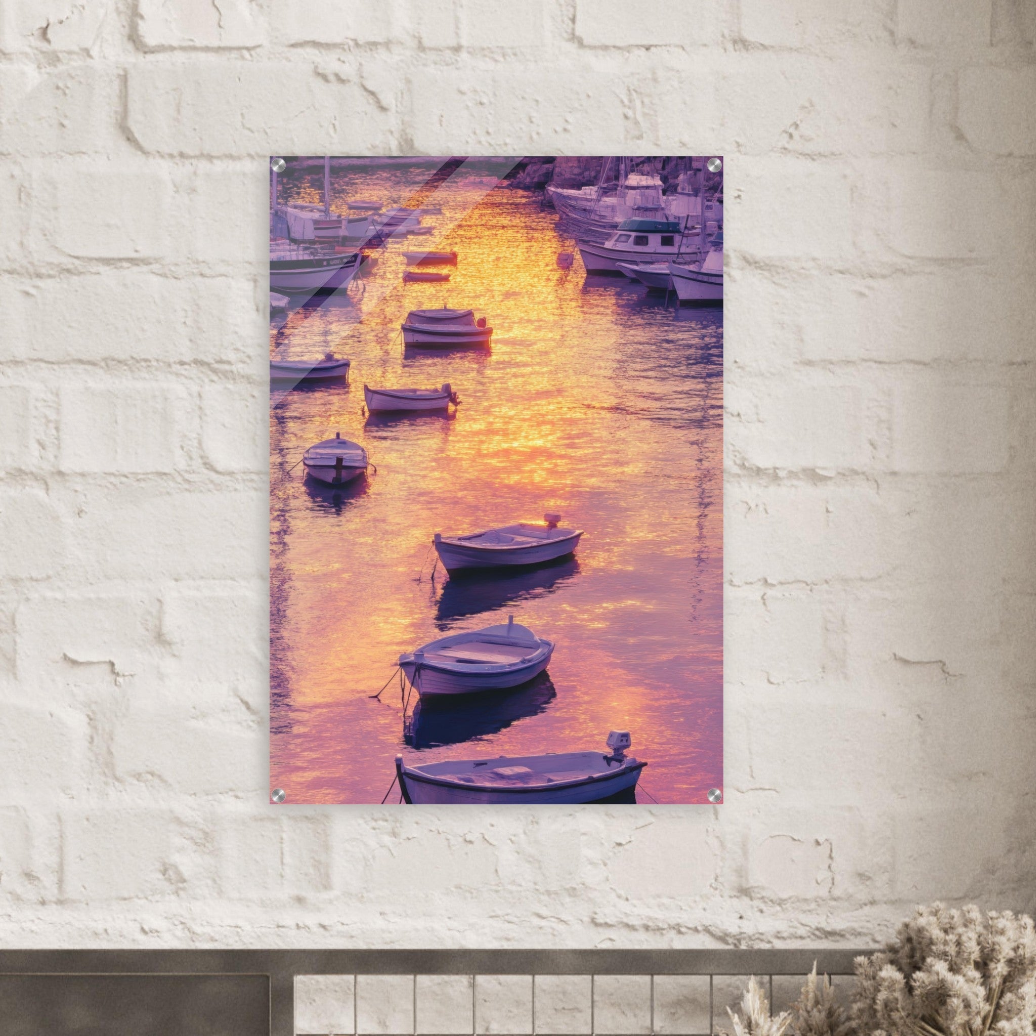 Acrylic Print Portrait - Boats at Dusk A harbor filled with gently rocky 4 - Shop Ai Art WebShop - Digital Art online Store