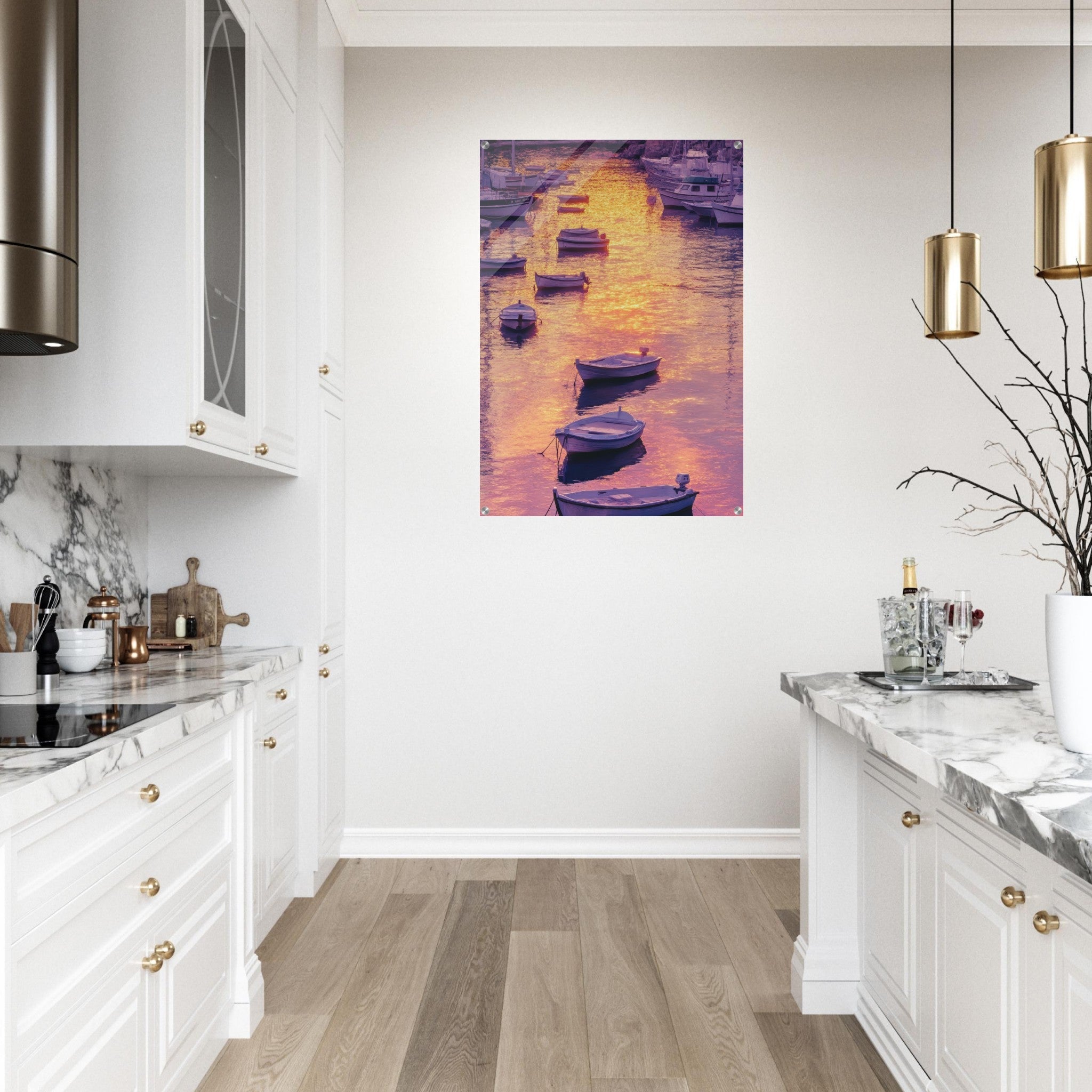 Acrylic Print Portrait - Boats at Dusk A harbor filled with gently rocky 4 - Shop Ai Art WebShop - Digital Art online Store