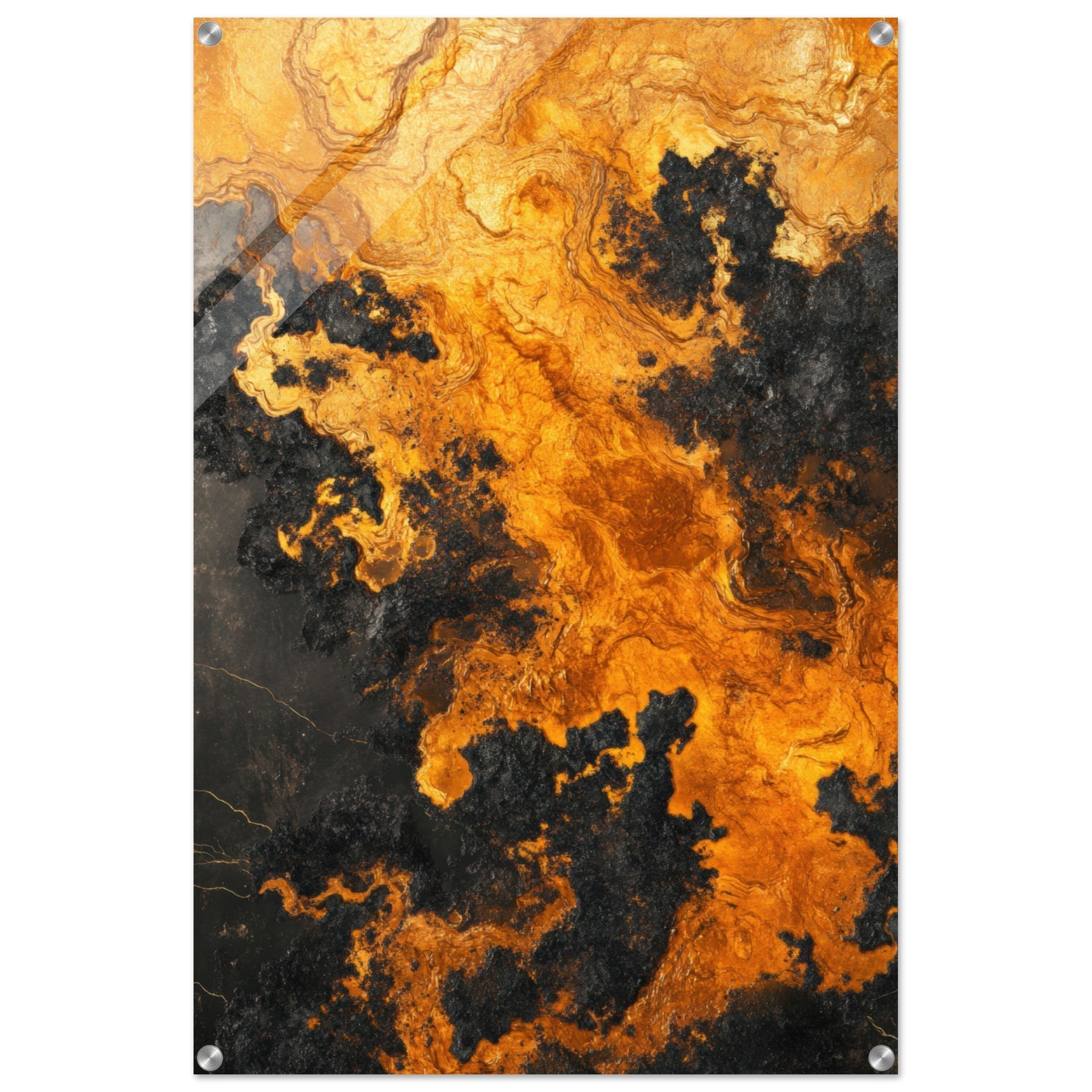 Acrylic Print Portrait - Ember Genesis A volatile burst of molten gold 2 - Ai Art Force