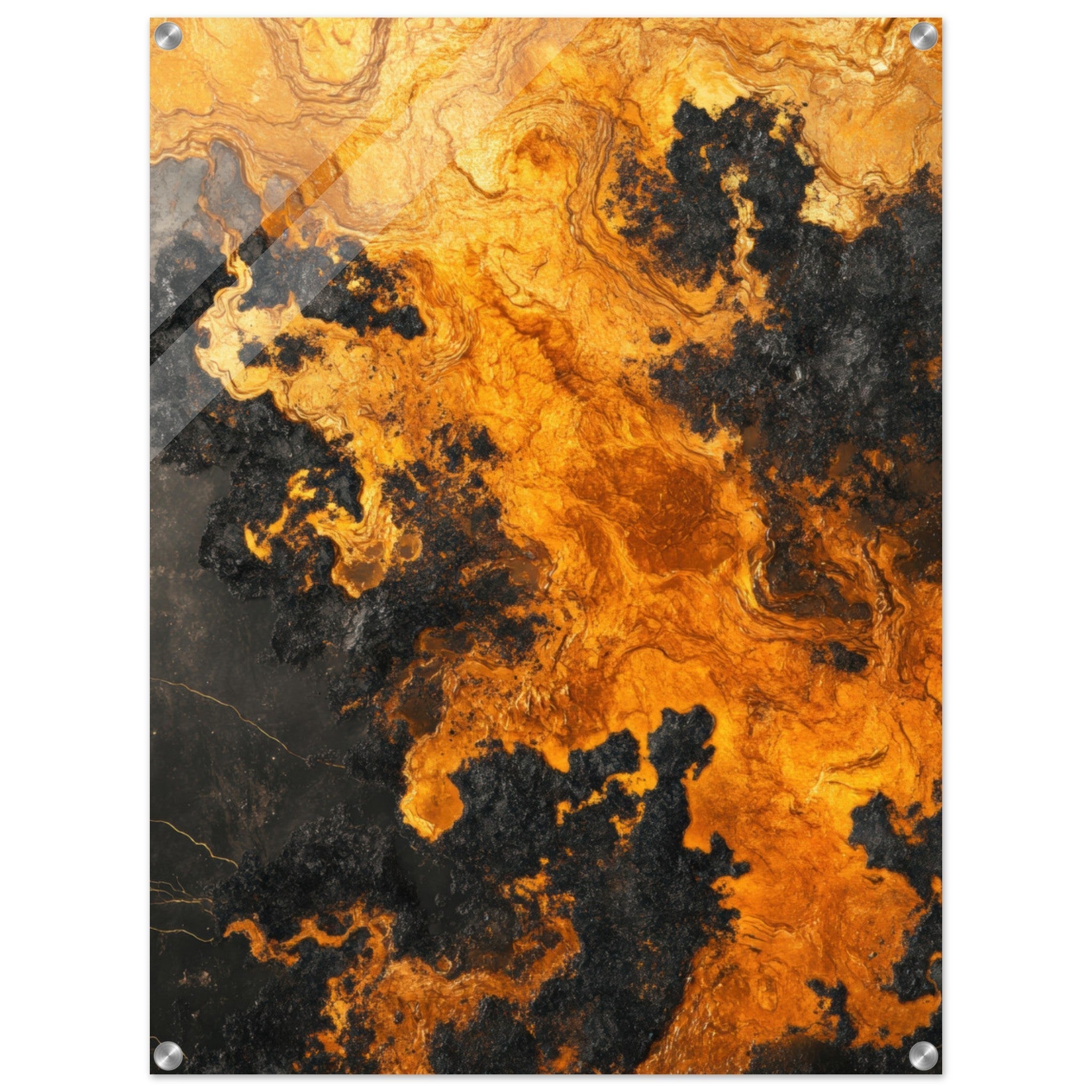 Acrylic Print Portrait - Ember Genesis A volatile burst of molten gold 2 - Ai Art Force