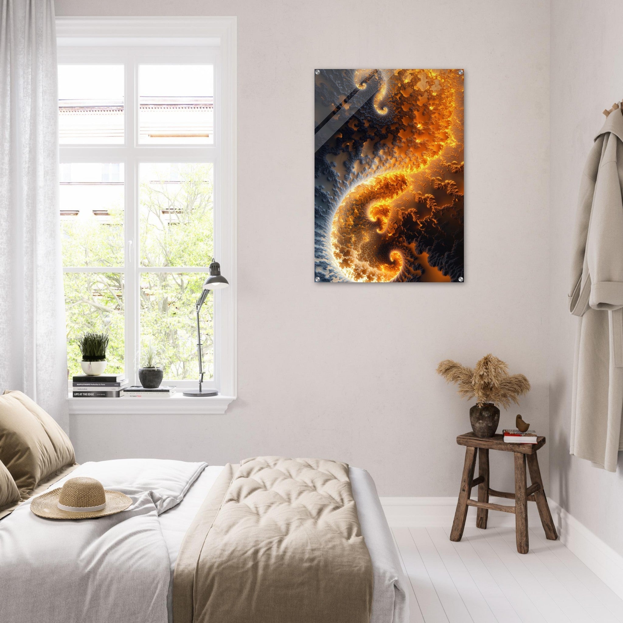 Acrylic Print Portrait - Ember Genesis A volatile burst of molten gold 5 - Ai Art Force