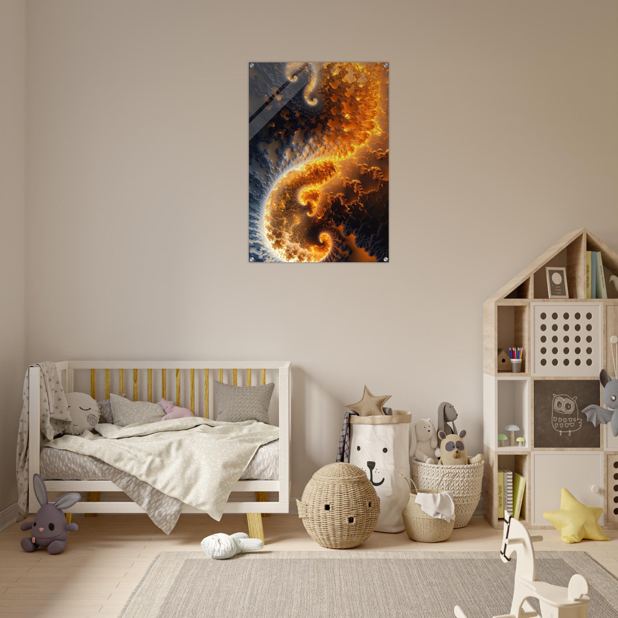 Acrylic Print Portrait - Ember Genesis A volatile burst of molten gold 5 - Ai Art Force