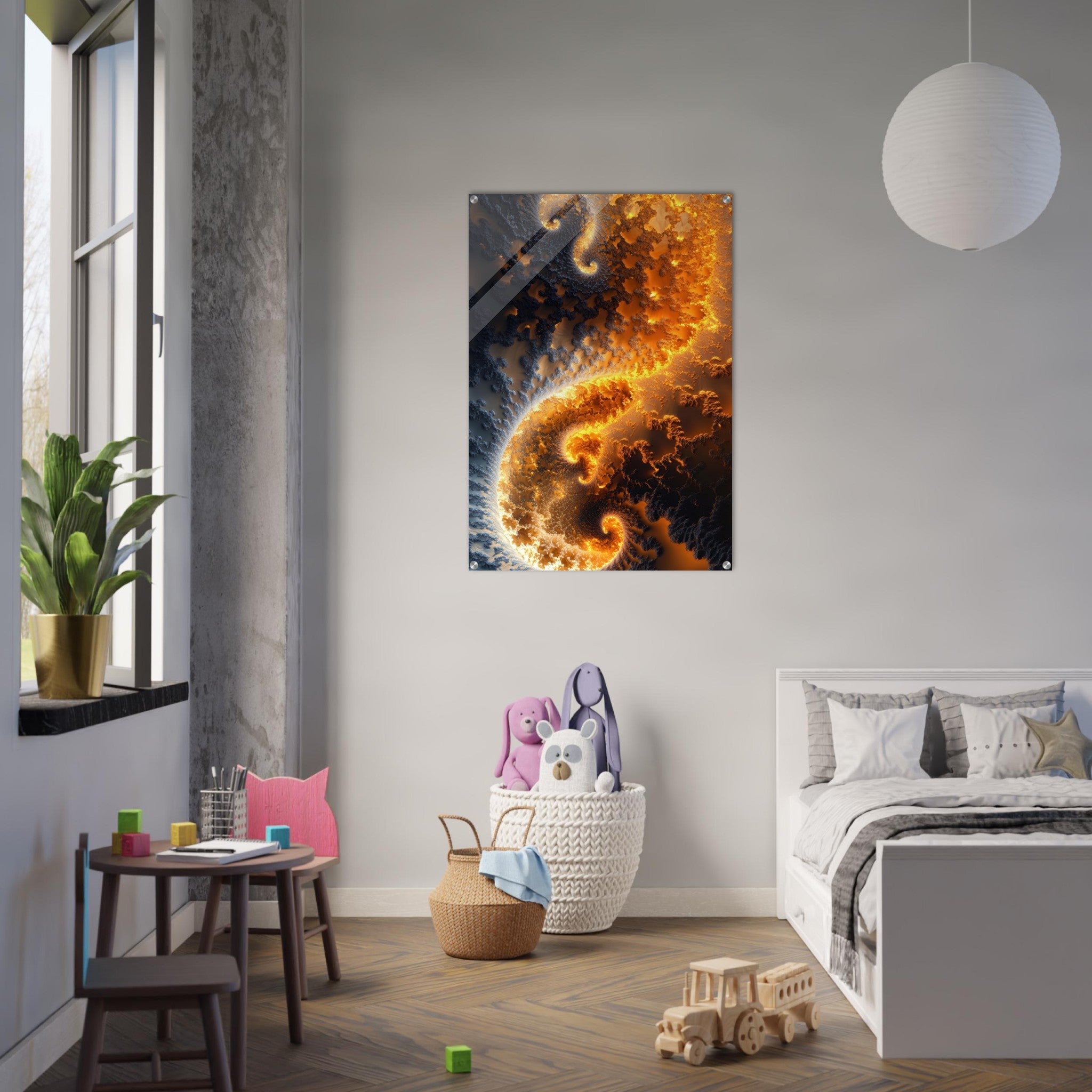 Acrylic Print Portrait - Ember Genesis A volatile burst of molten gold 5 - Ai Art Force
