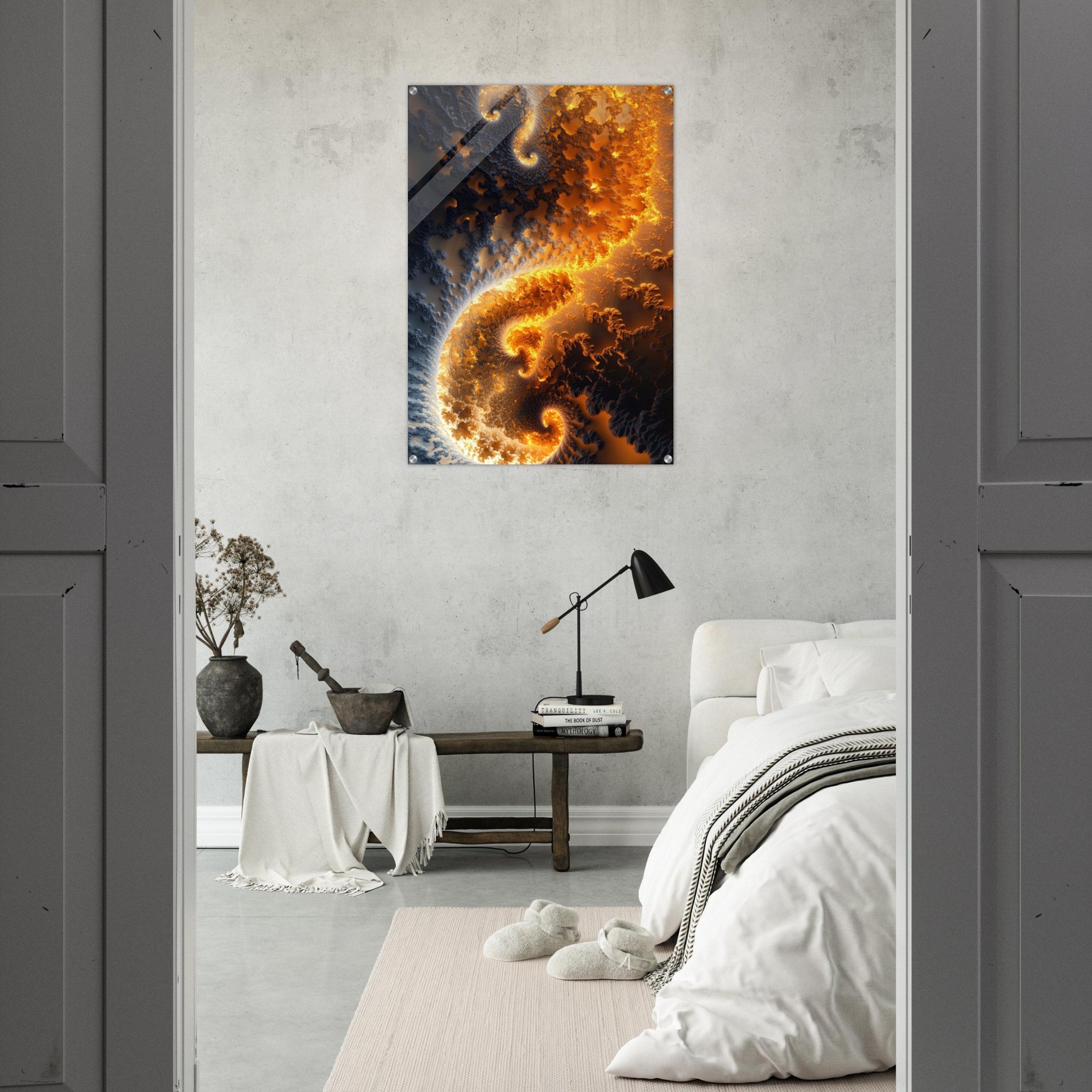 Acrylic Print Portrait - Ember Genesis A volatile burst of molten gold 5 - Ai Art Force