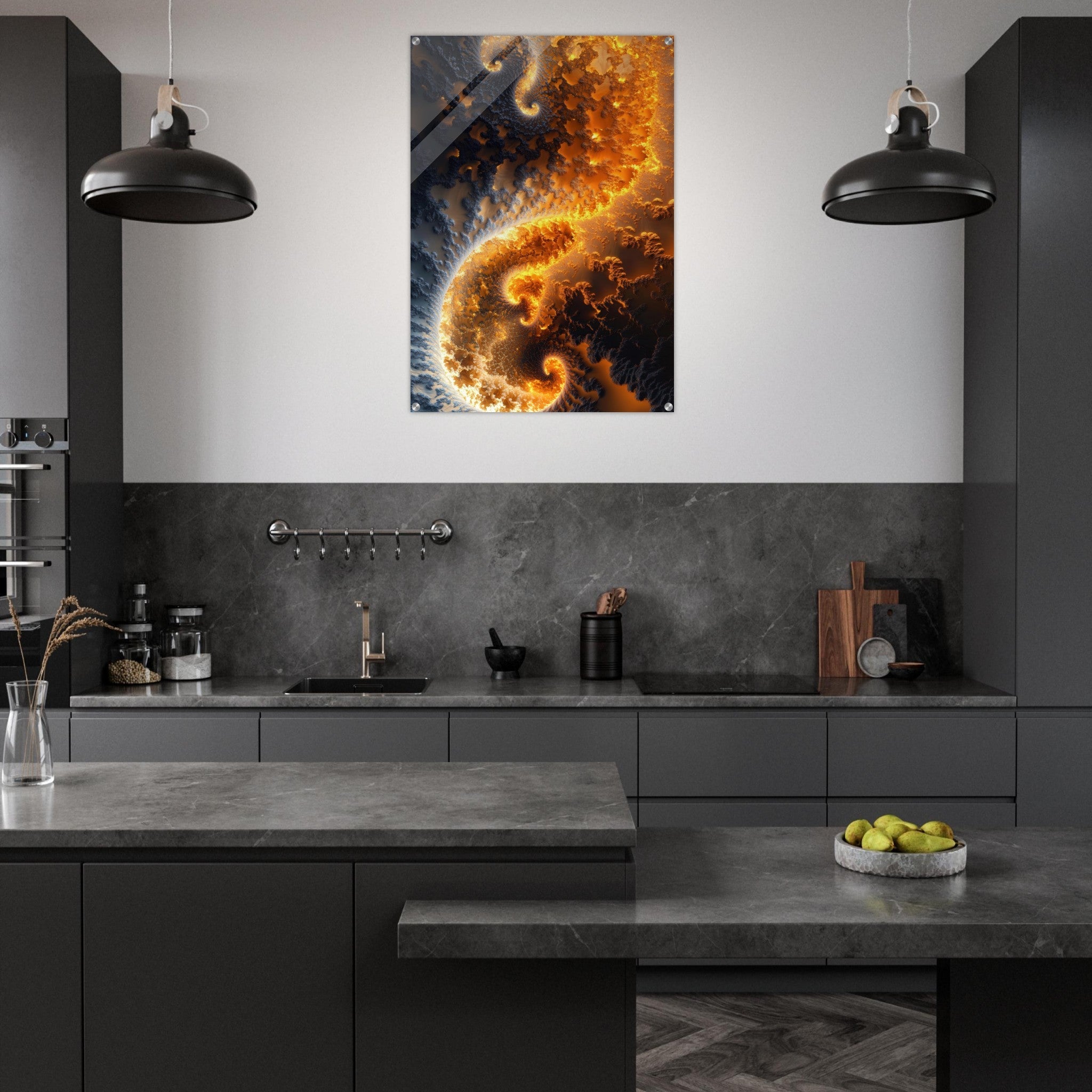 Acrylic Print Portrait - Ember Genesis A volatile burst of molten gold 5 - Ai Art Force