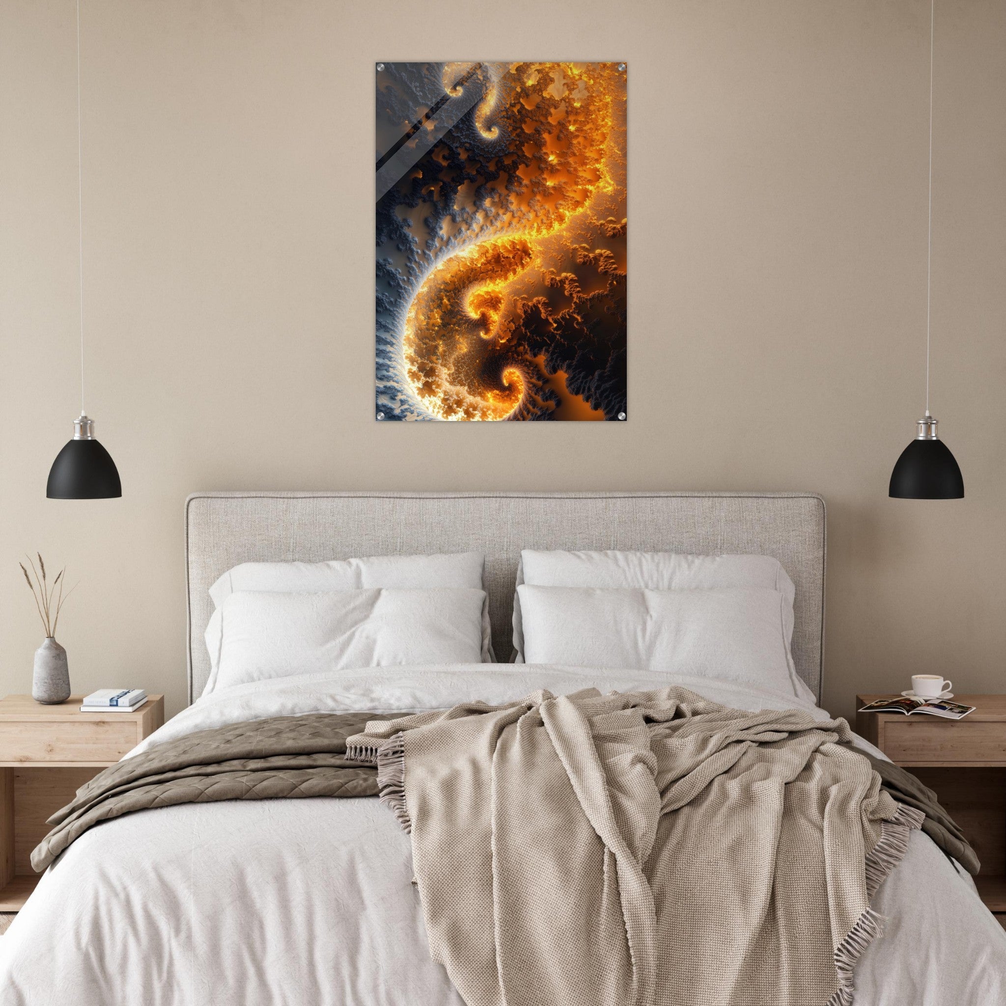 Acrylic Print Portrait - Ember Genesis A volatile burst of molten gold 5 - Ai Art Force
