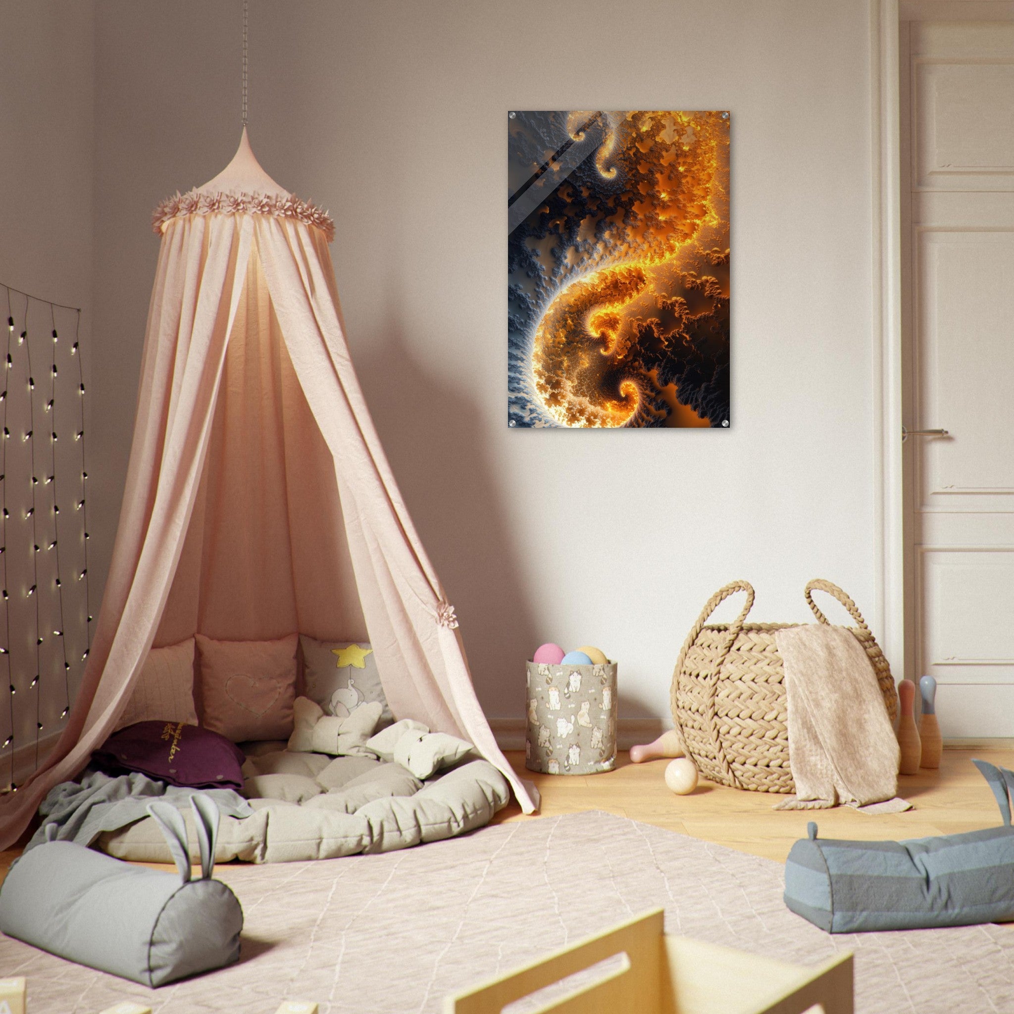 Acrylic Print Portrait - Ember Genesis A volatile burst of molten gold 5 - Ai Art Force