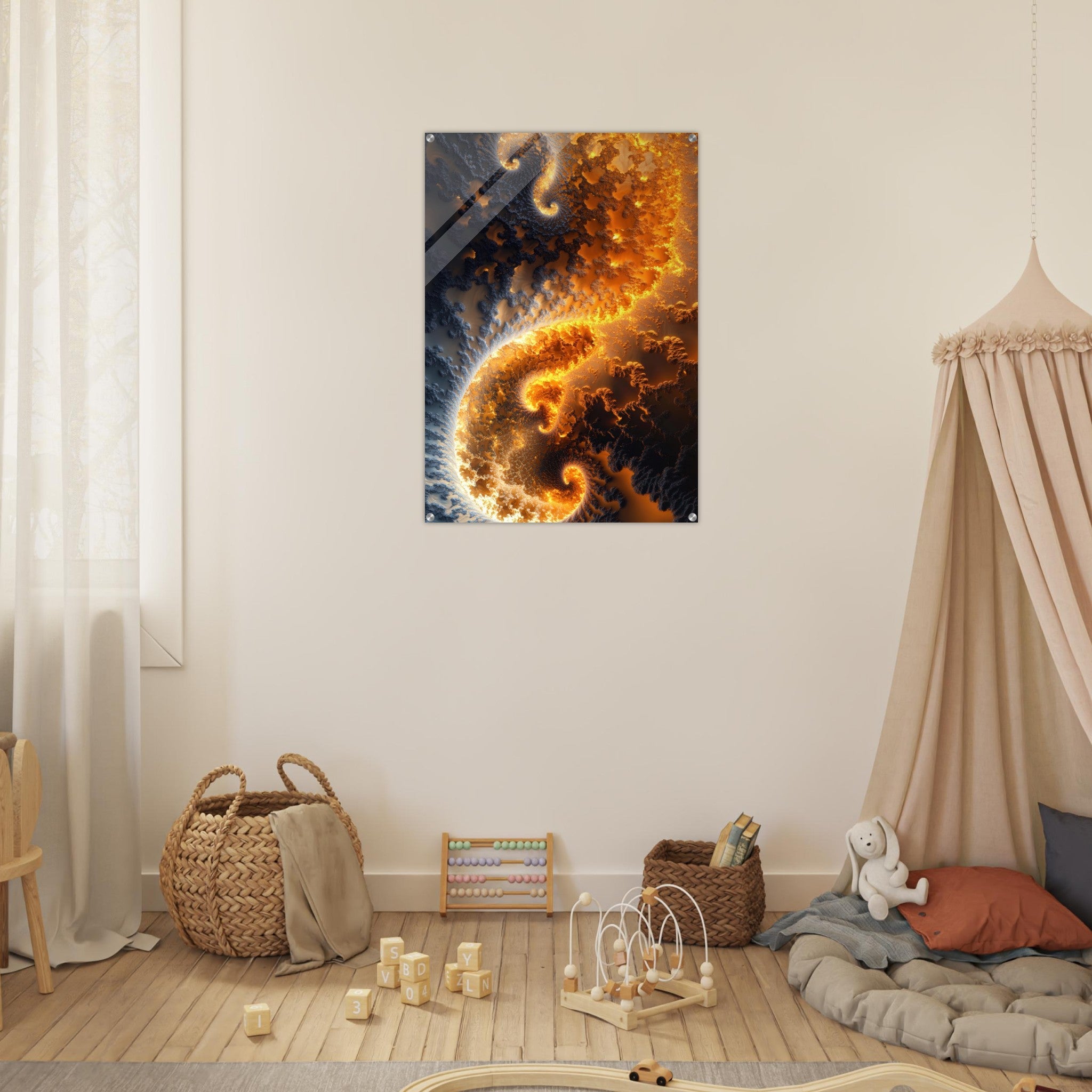 Acrylic Print Portrait - Ember Genesis A volatile burst of molten gold 5 - Ai Art Force