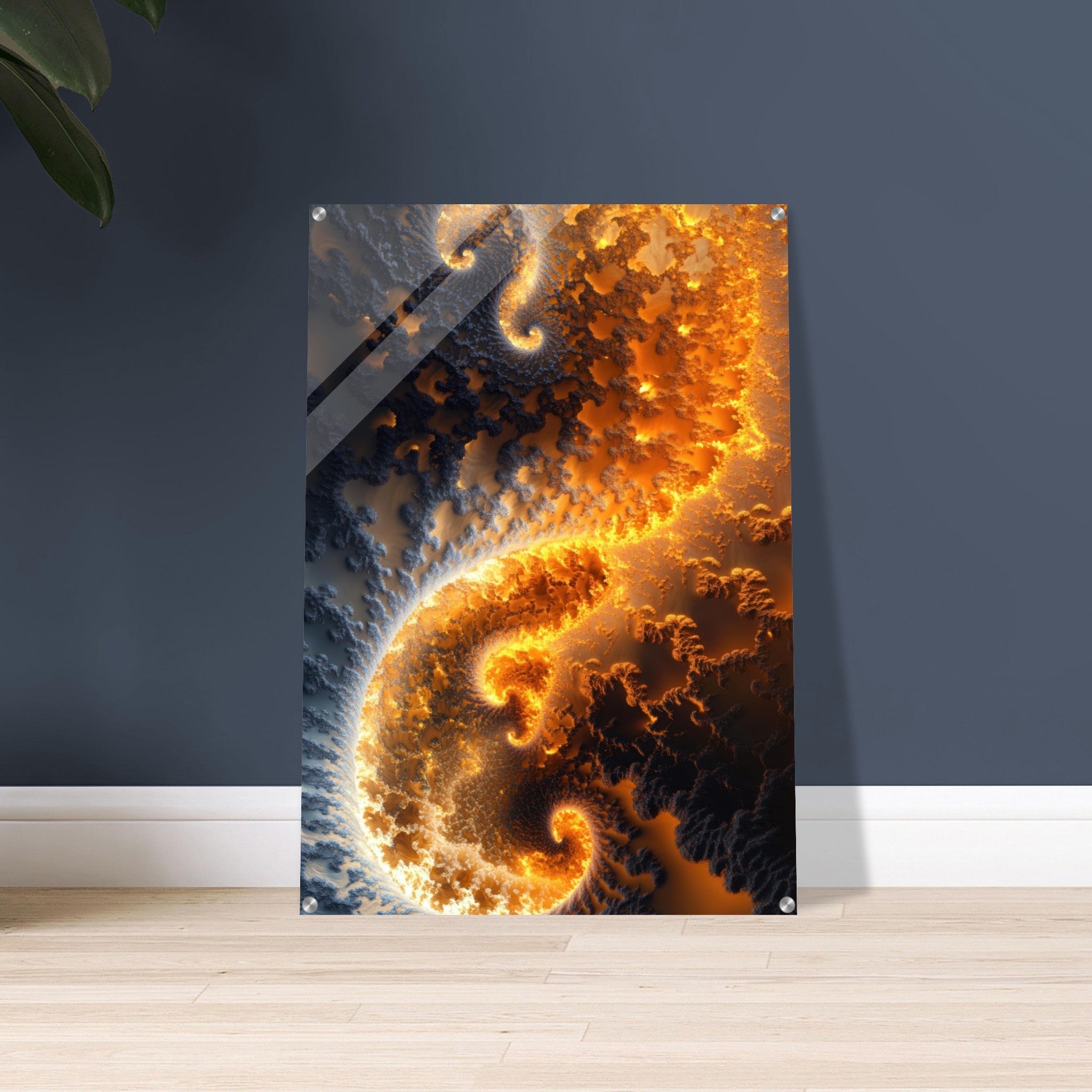 Acrylic Print Portrait - Ember Genesis A volatile burst of molten gold 5 - Ai Art Force