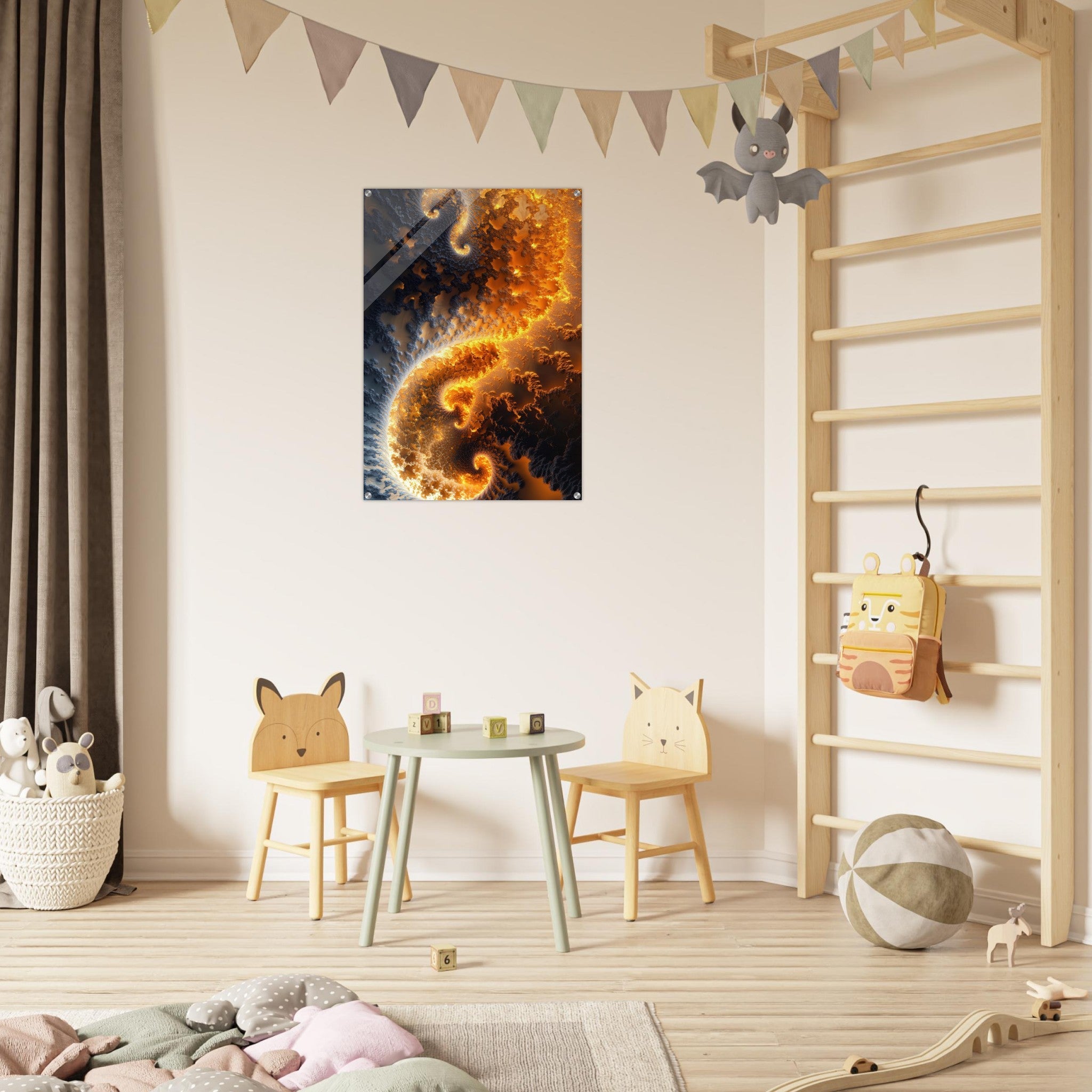 Acrylic Print Portrait - Ember Genesis A volatile burst of molten gold 5 - Ai Art Force