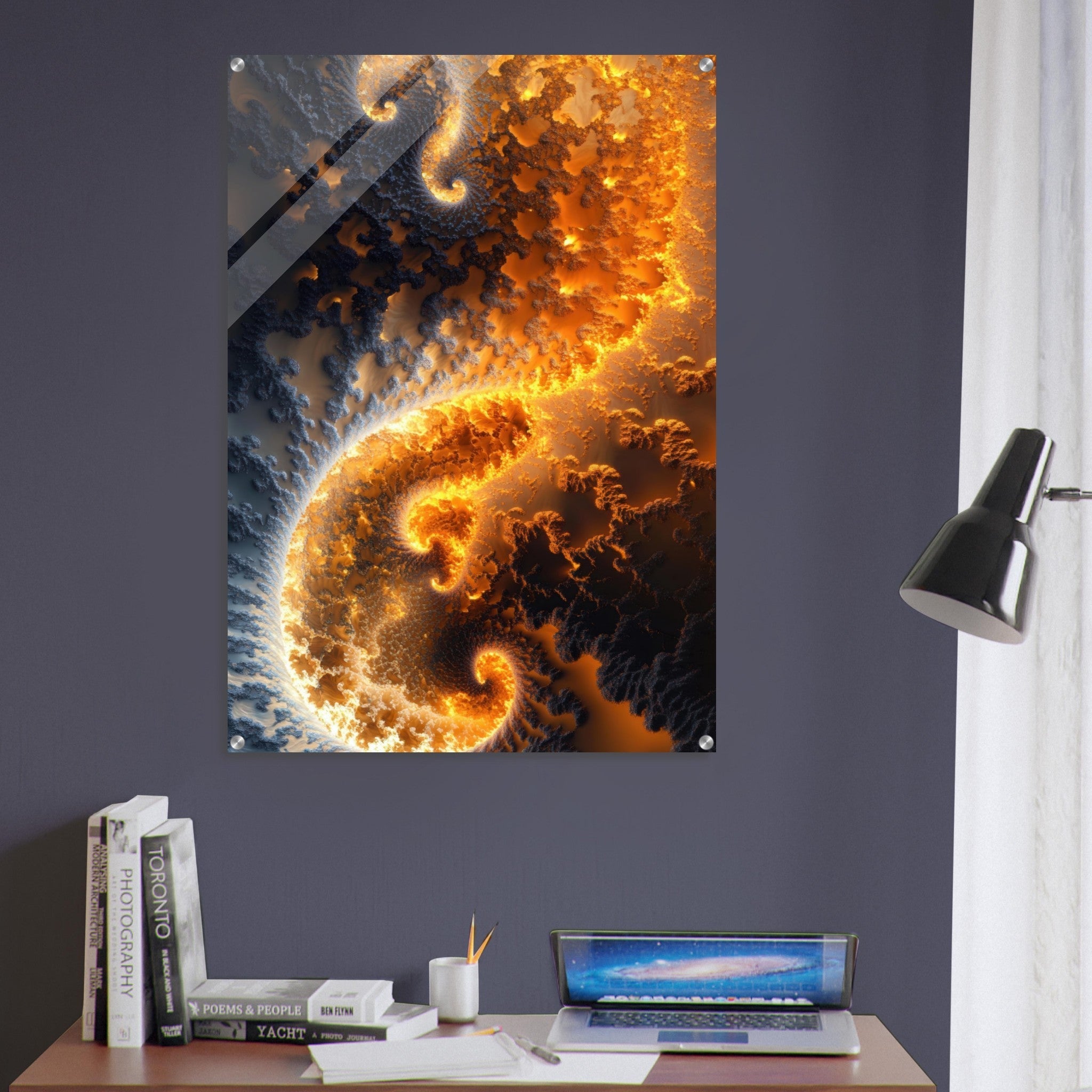 Acrylic Print Portrait - Ember Genesis A volatile burst of molten gold 5 - Ai Art Force