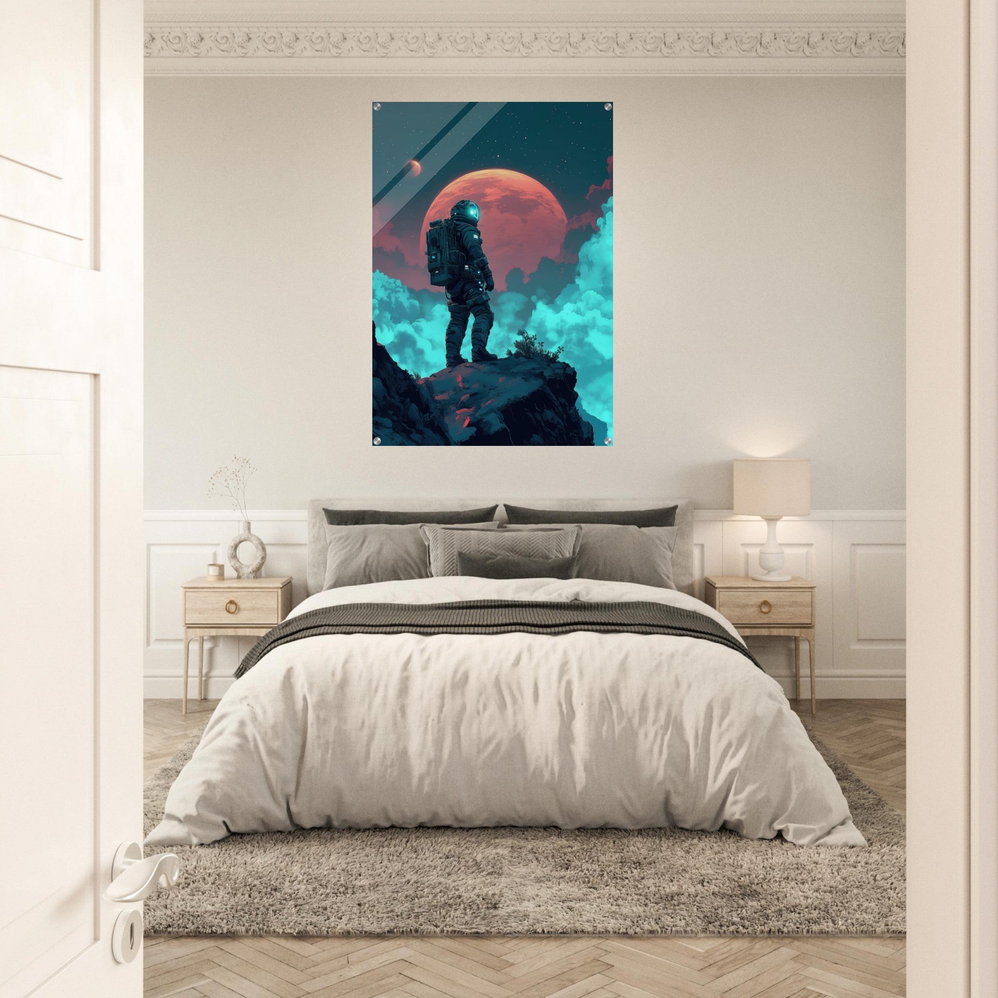 Acrylic Print Portrait - Galactic Explorer in Alien Desert A lone strong 3 - Shop Ai Art WebShop - Digital Art online Store