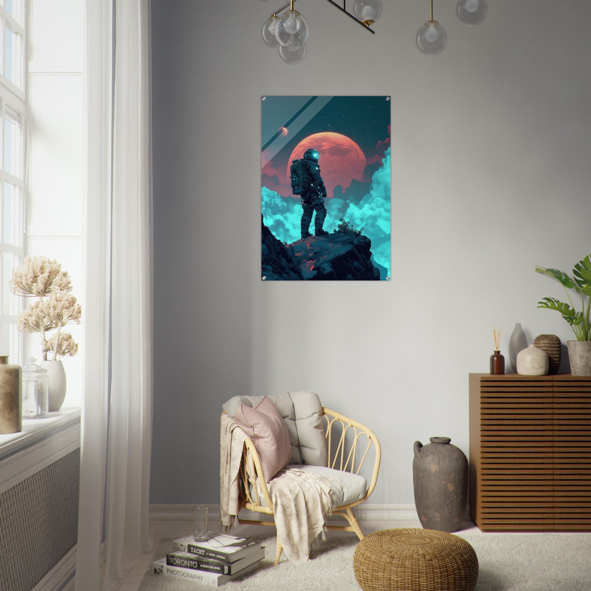 Acrylic Print Portrait - Galactic Explorer in Alien Desert A lone strong 3 - Shop Ai Art WebShop - Digital Art online Store