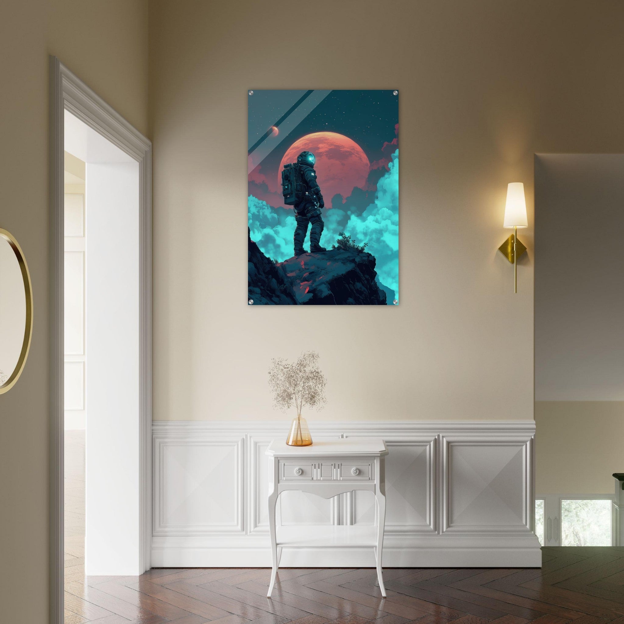 Acrylic Print Portrait - Galactic Explorer in Alien Desert A lone strong 3 - Shop Ai Art WebShop - Digital Art online Store