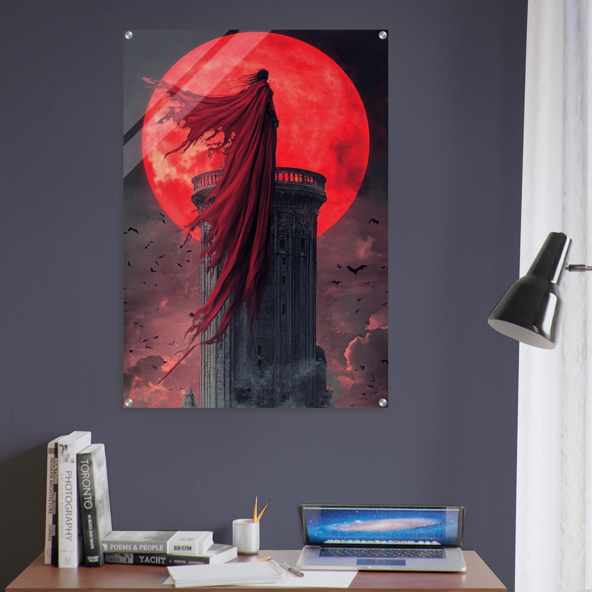Acrylic Print Portrait - Gothic Vampire Sorcerer in a Moonlit Castle 6 - Ai Art Force