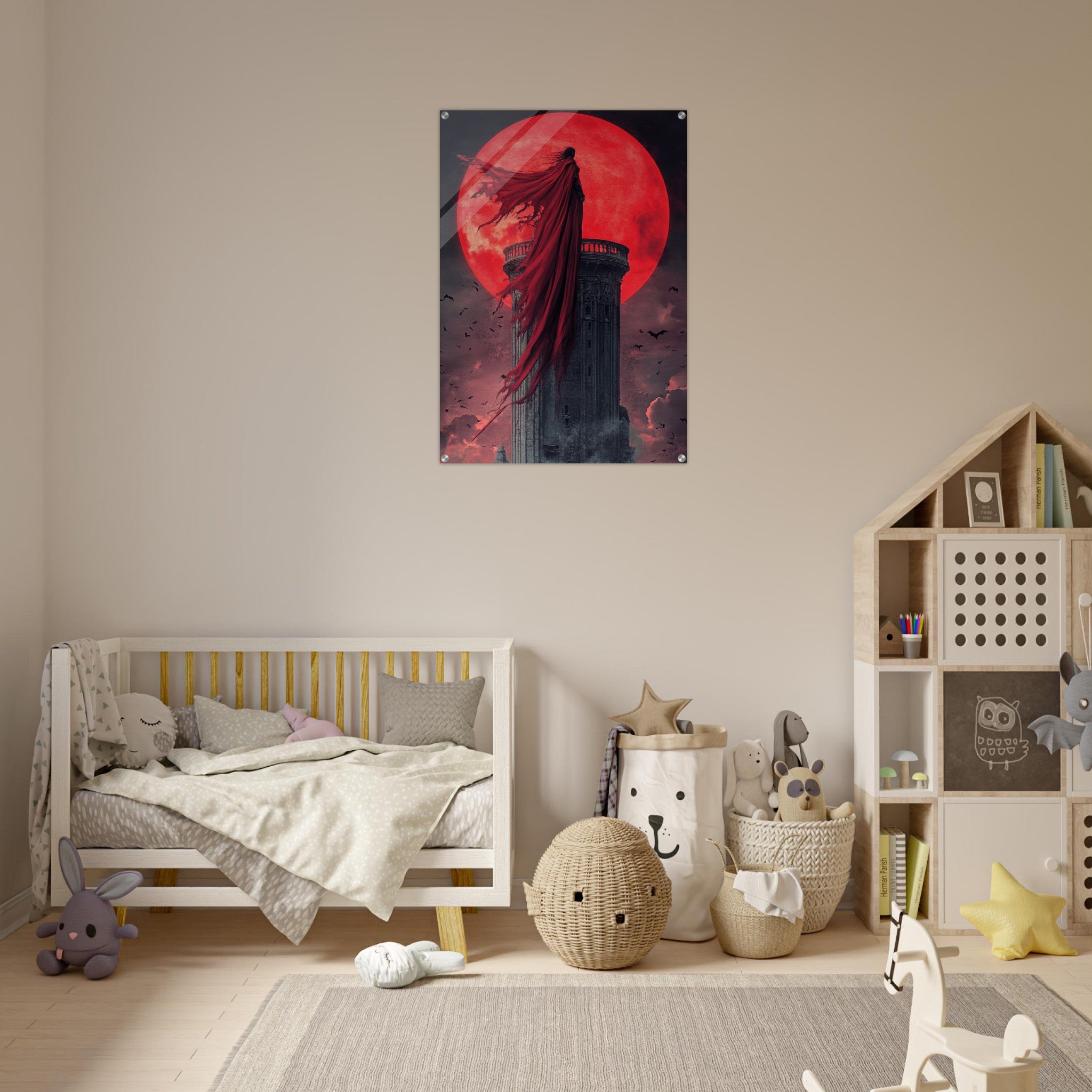 Acrylic Print Portrait - Gothic Vampire Sorcerer in a Moonlit Castle 6 - Ai Art Force