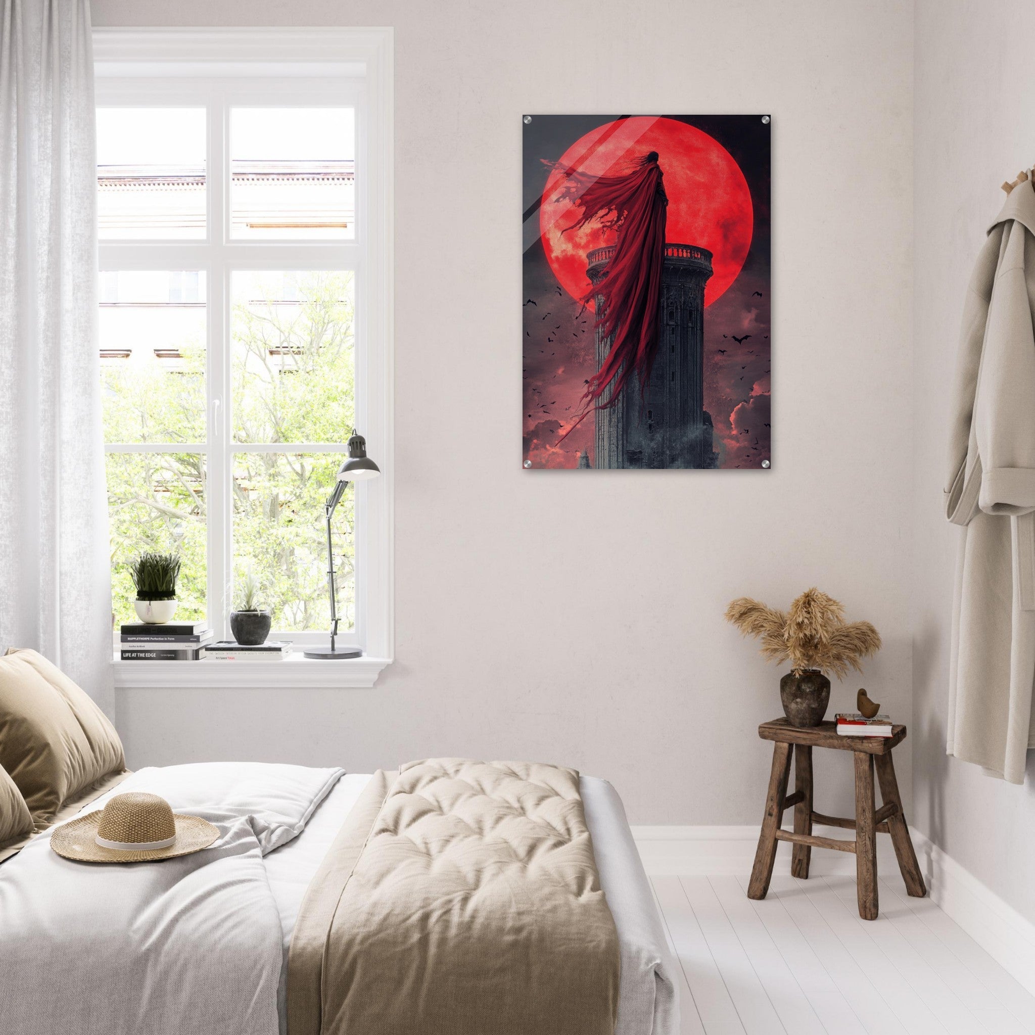 Acrylic Print Portrait - Gothic Vampire Sorcerer in a Moonlit Castle 6 - Ai Art Force