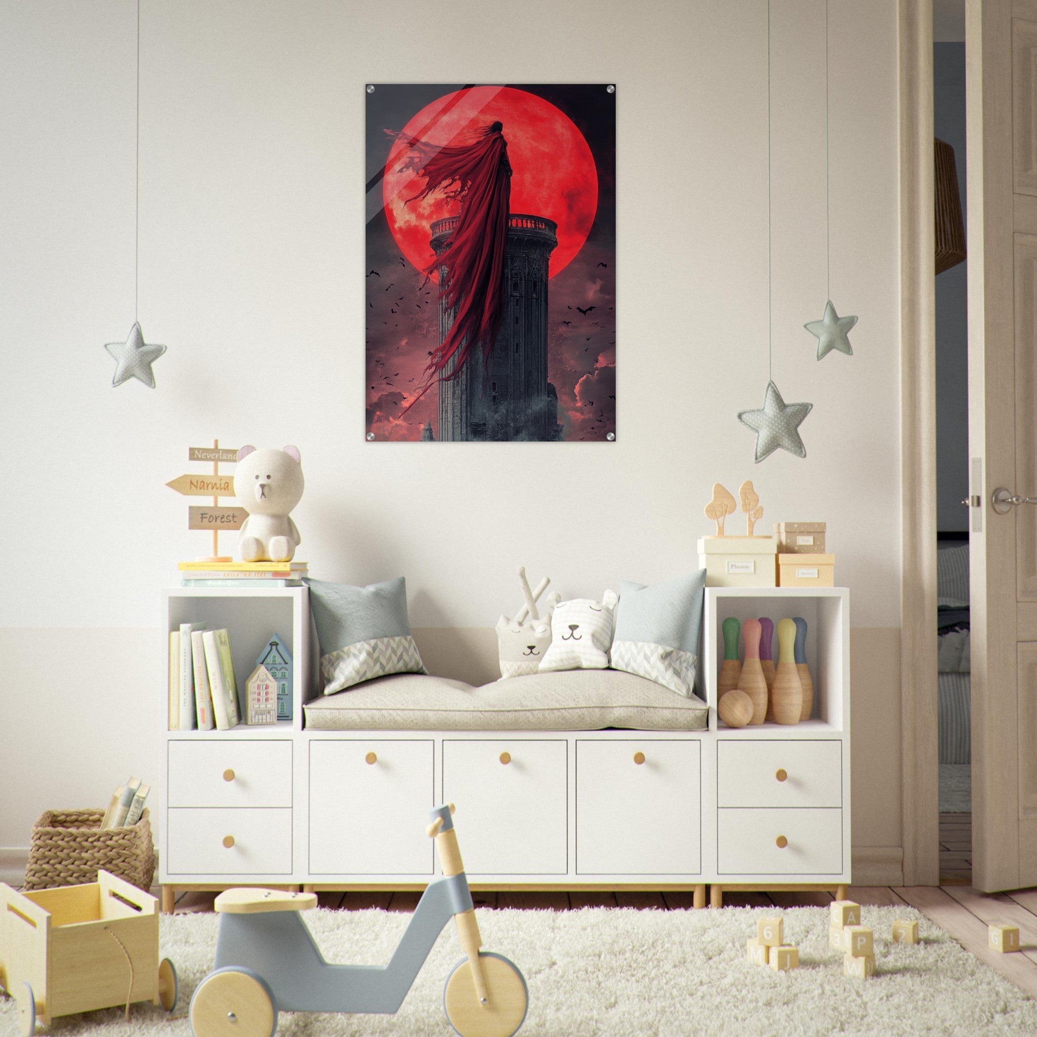 Acrylic Print Portrait - Gothic Vampire Sorcerer in a Moonlit Castle 6 - Ai Art Force