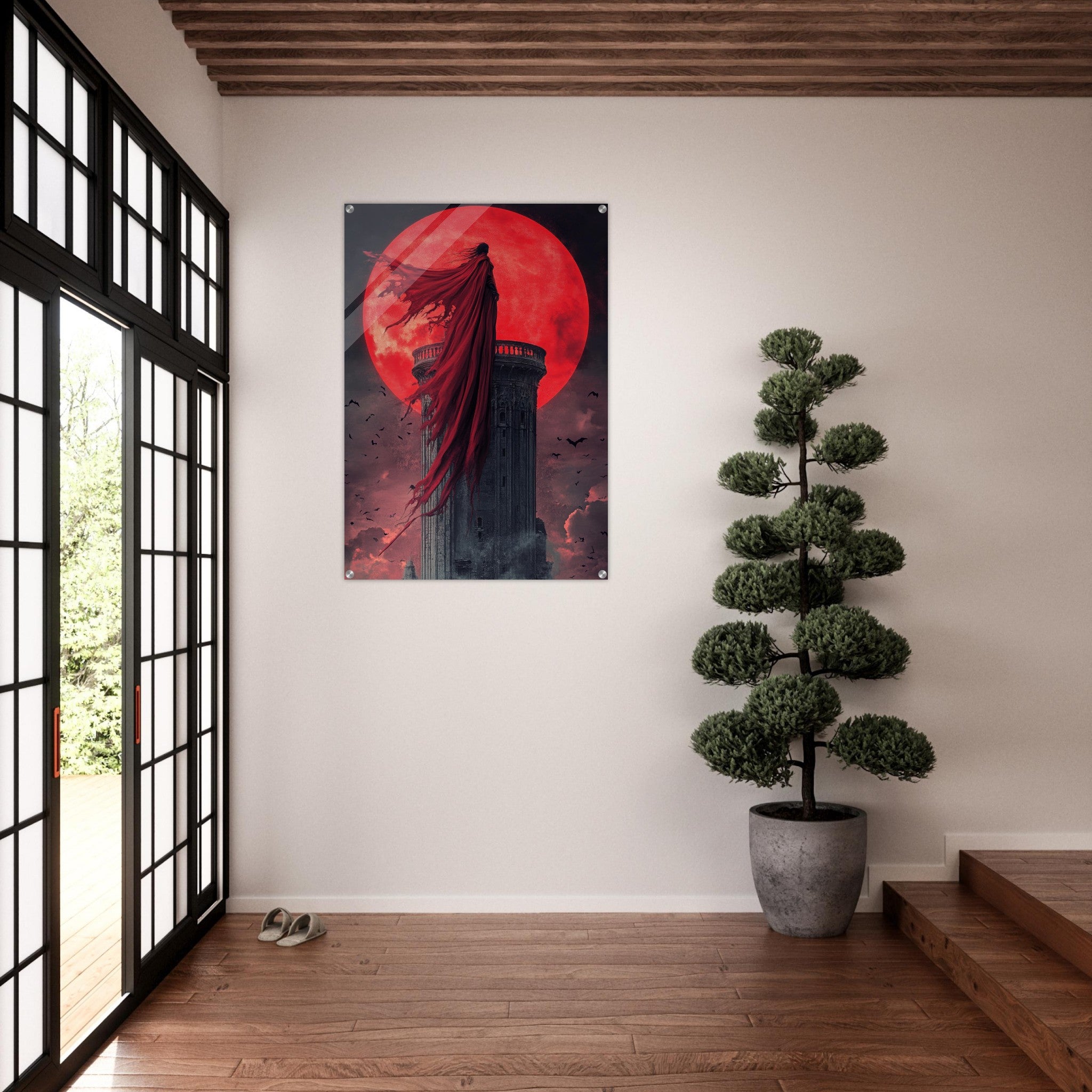 Acrylic Print Portrait - Gothic Vampire Sorcerer in a Moonlit Castle 6 - Ai Art Force