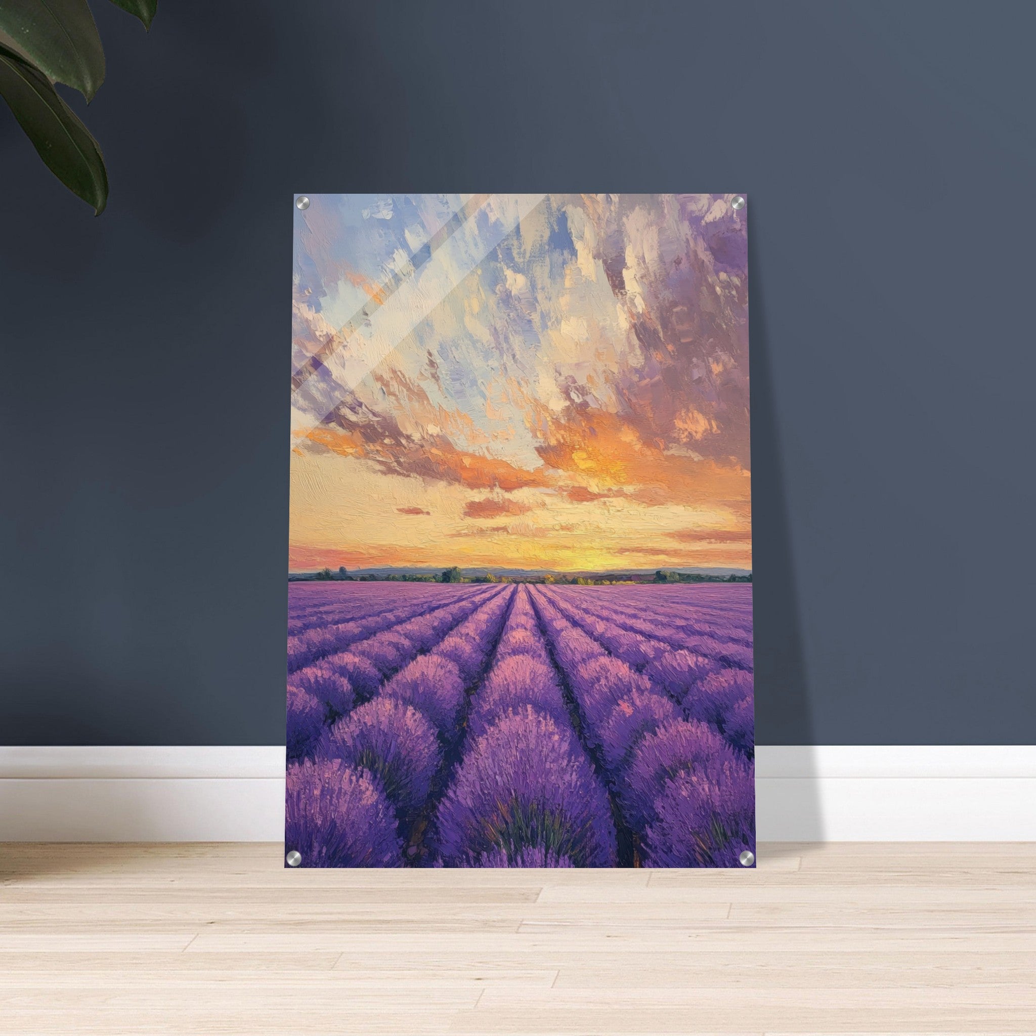 Acrylic Print Portrait - Lavender Fields at Sunset A mesmerizing view - Shop Ai Art WebShop - Digital Art online Store